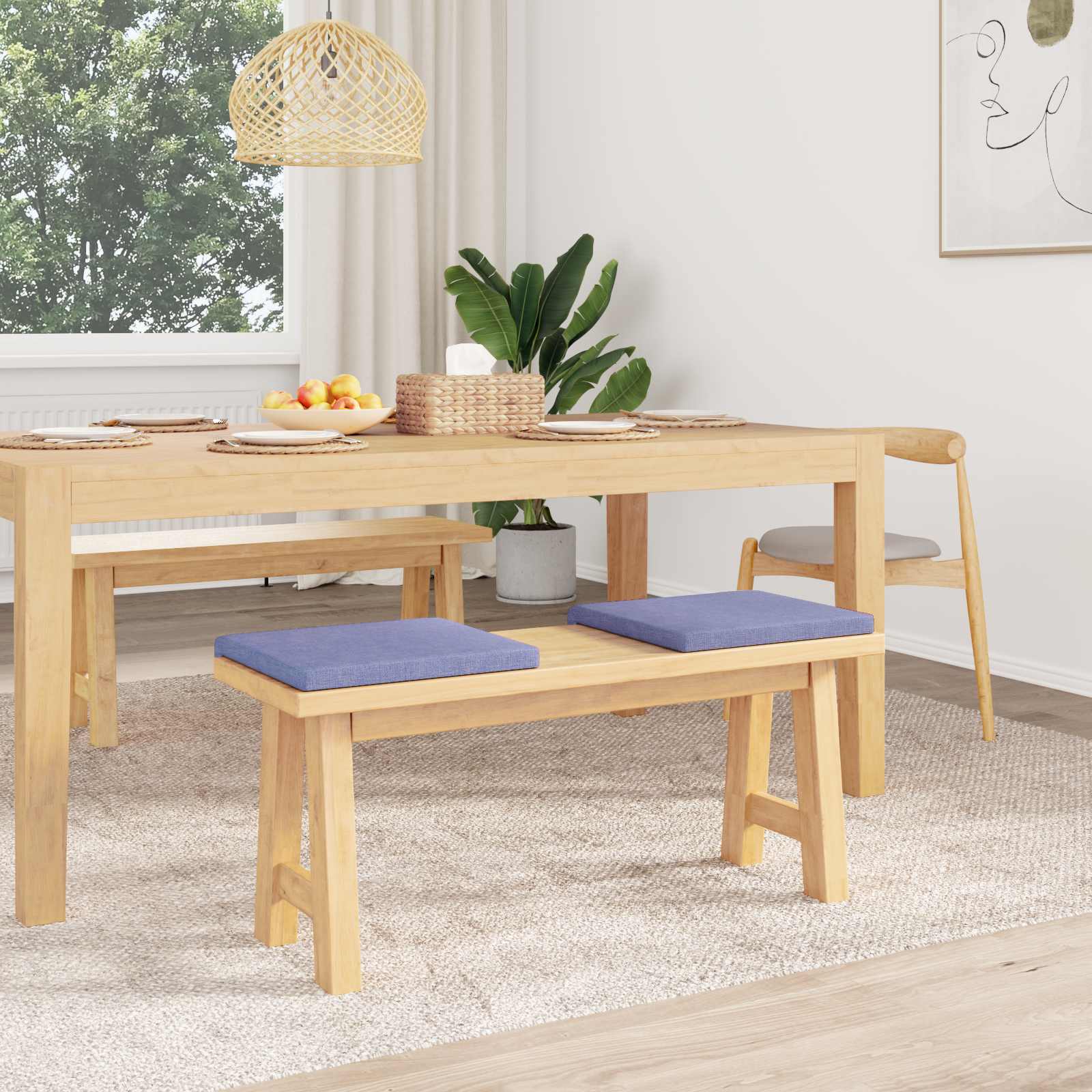 Cuscino per panchina 2 pz Tessuto Blu jeans Profondità 35 cm
