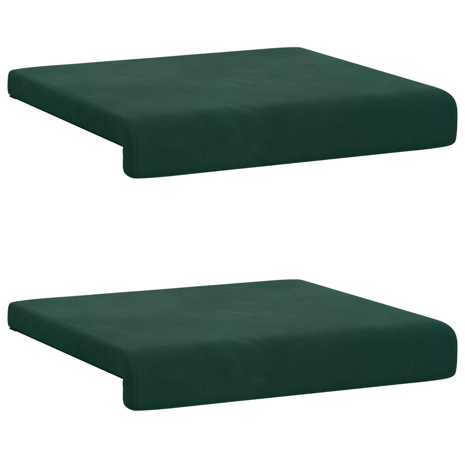 Cuscino per panchina 2 pz Velluto Verde Scuro Profondità 35 cm