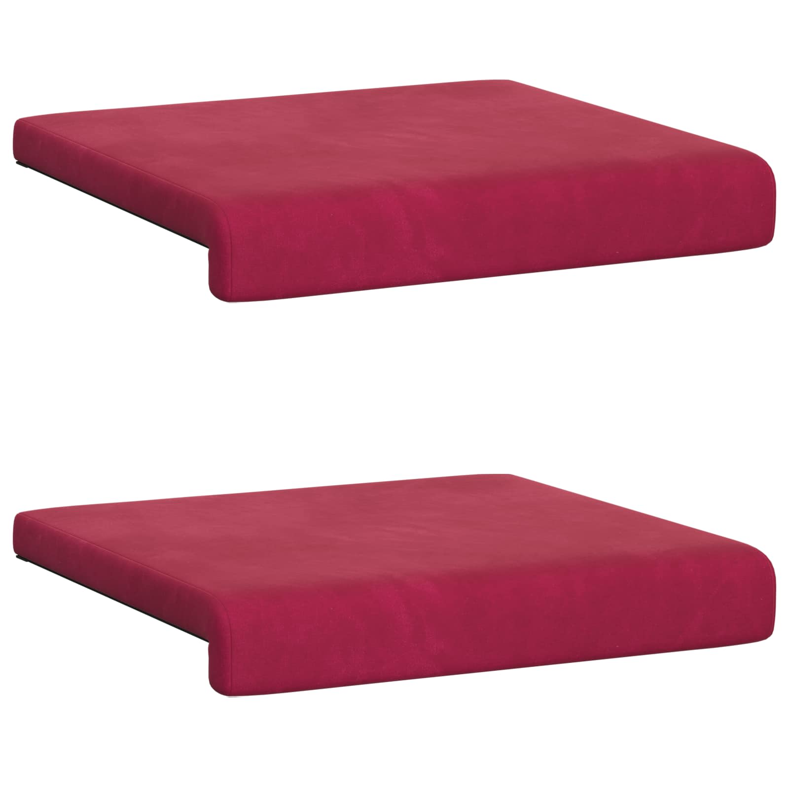 Cuscino per panchina 2 pz Velluto Rosso Vino Profondità 35 cm