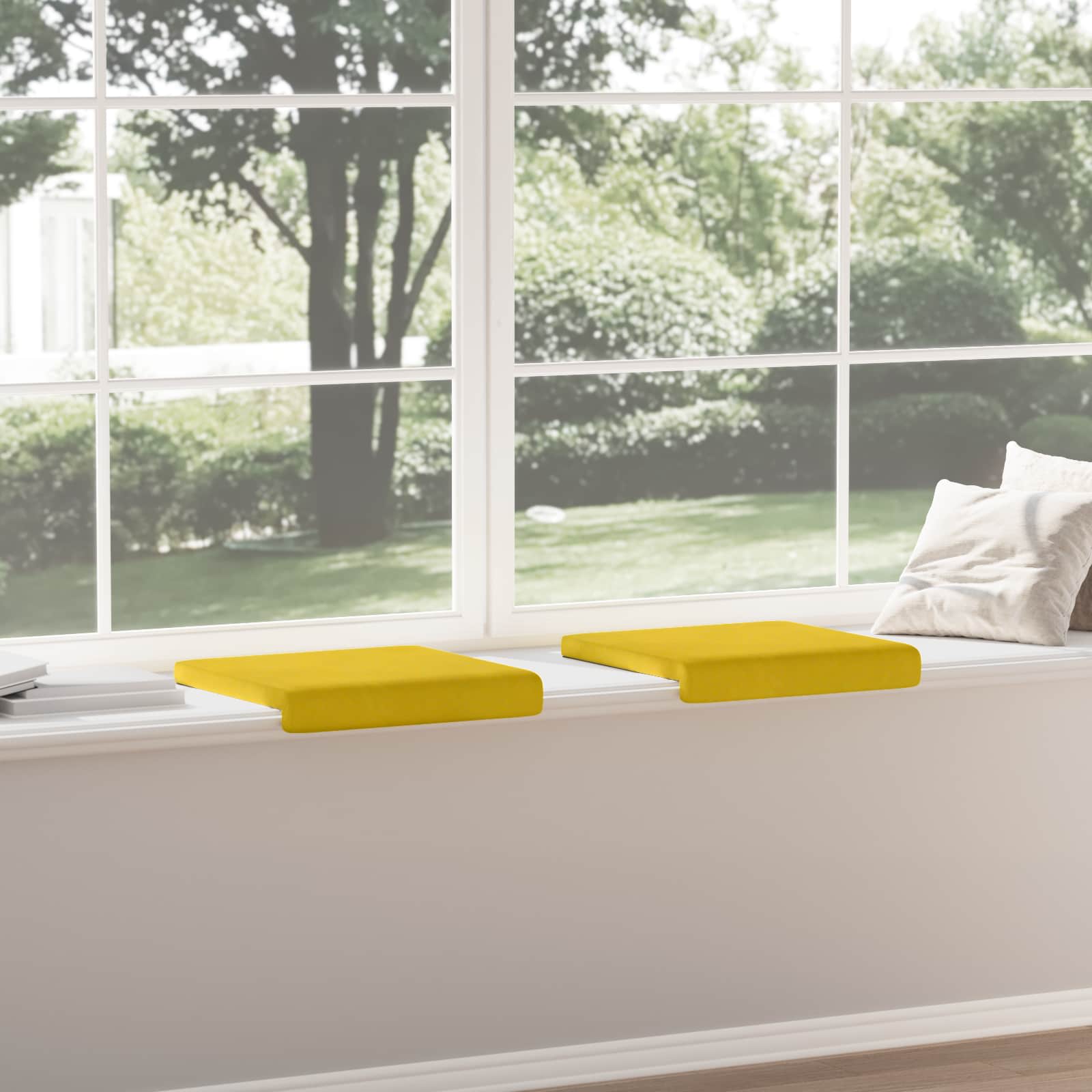 Cuscino per panchina 2 pz Velluto Giallo Profondità 35 cm