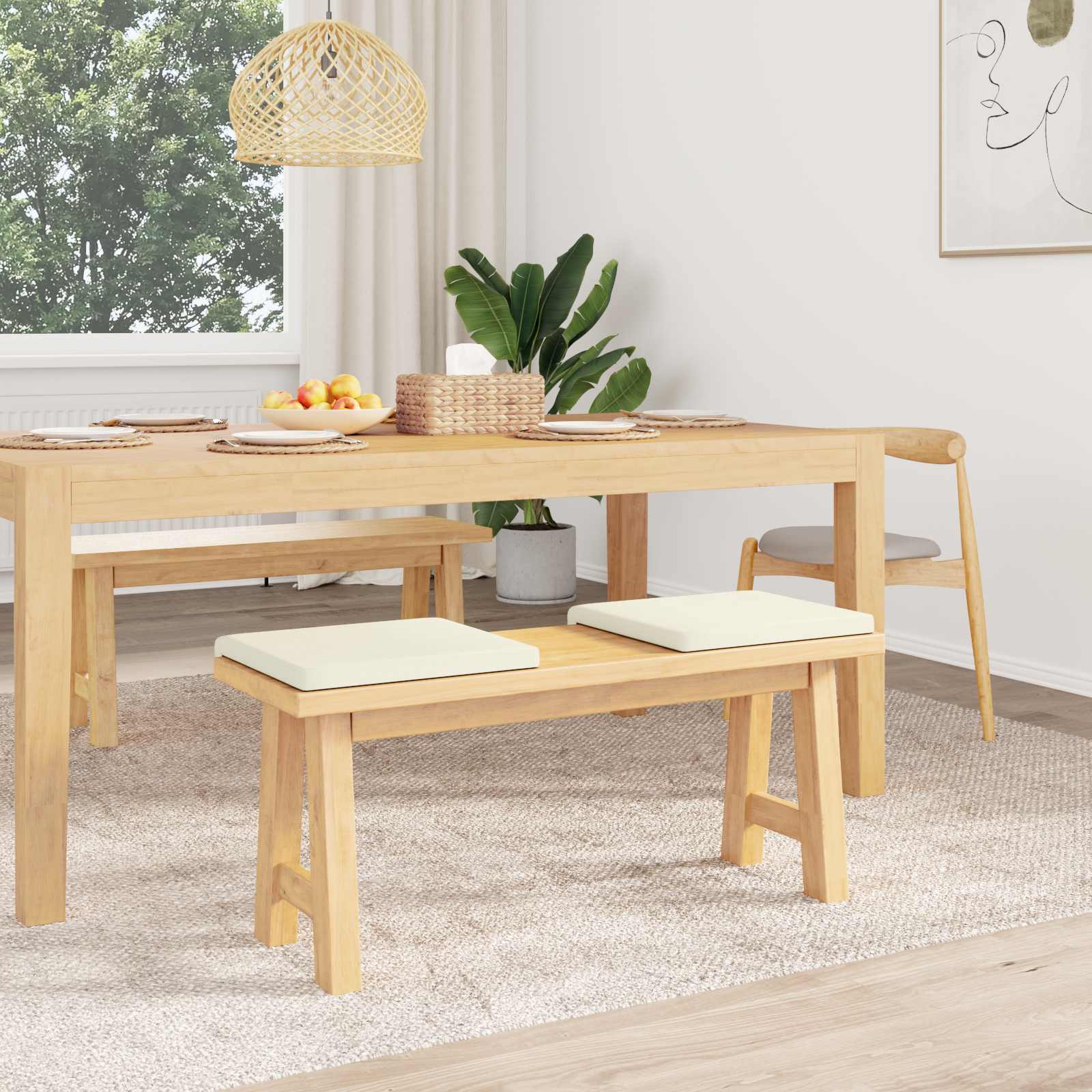 Cuscino per panchina 2 pz corduroy Crema Profondità 35 cm
