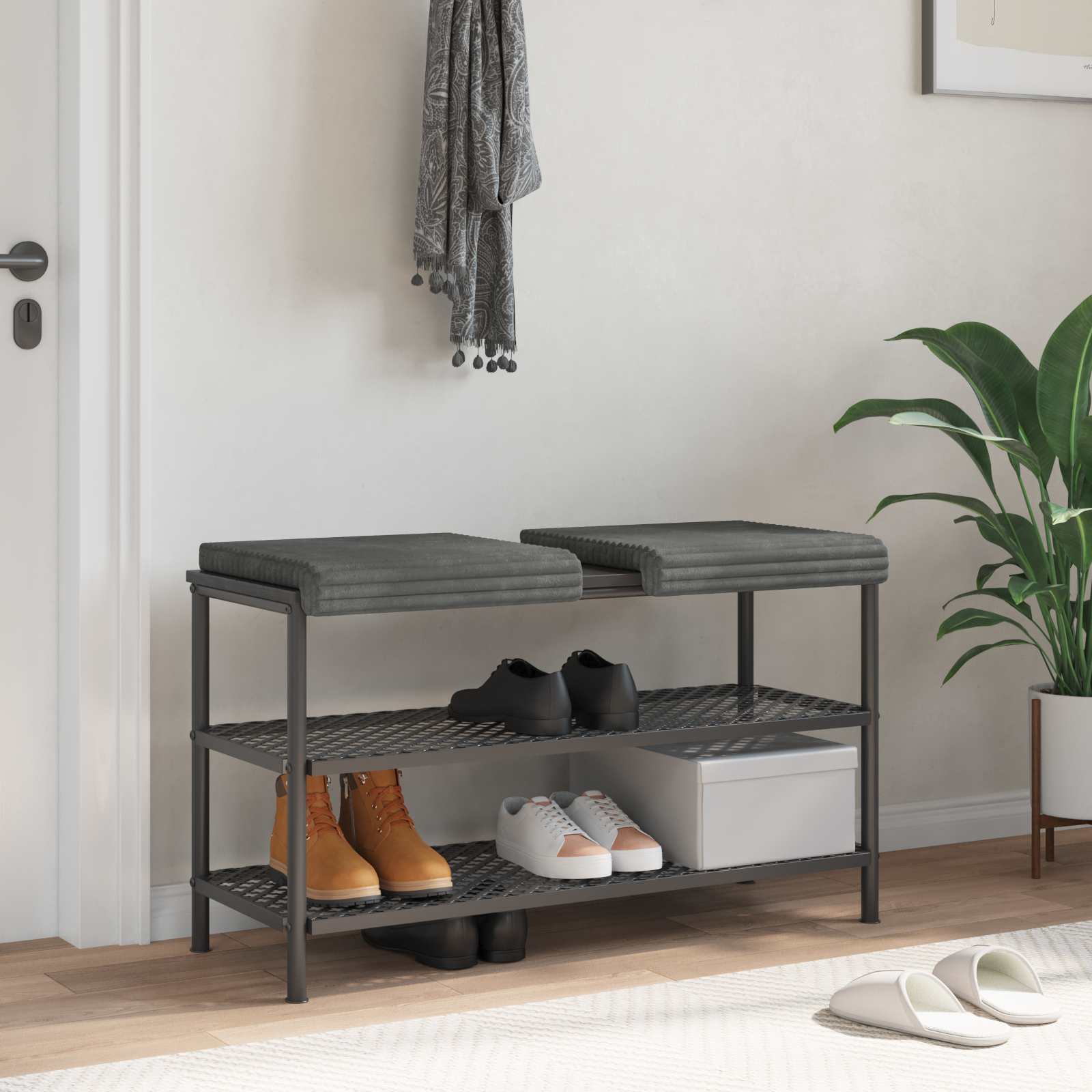 Cuscino per panchina 2 pz Corduroy Morbido Grigio Chiaro