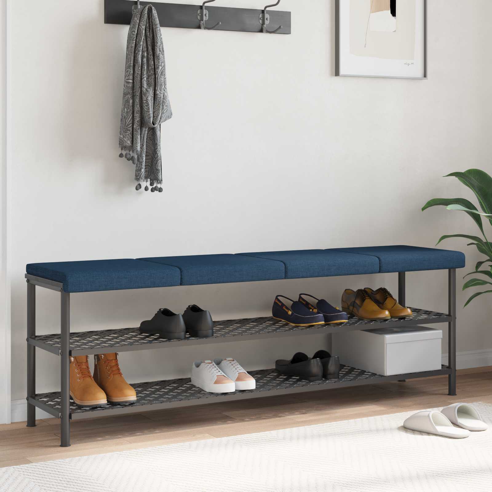 Cuscino per panchina 4 pz Tessuto Blu Profondità 35 cm