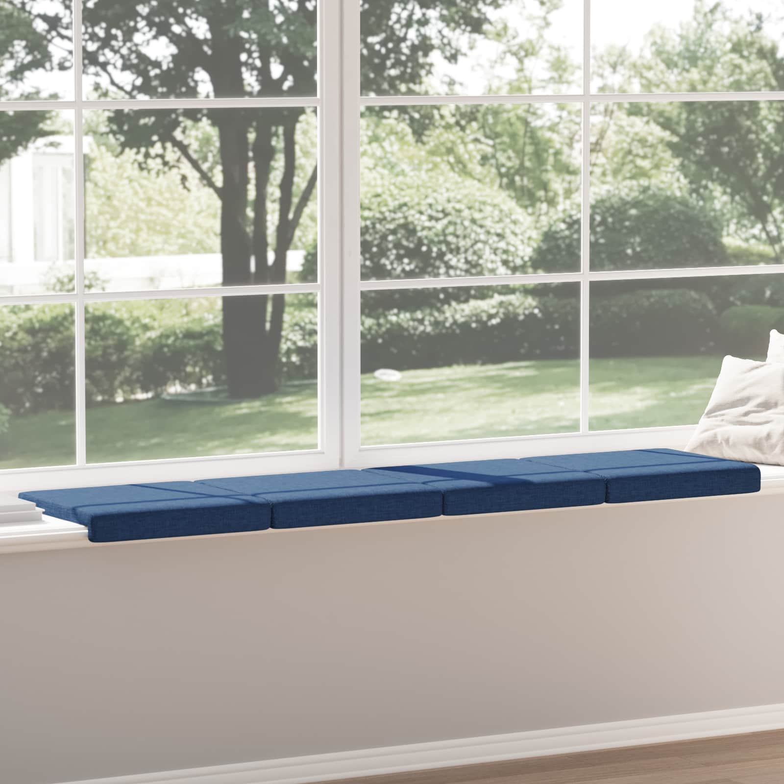 Cuscino per panchina 4 pz Tessuto Blu Profondità 35 cm
