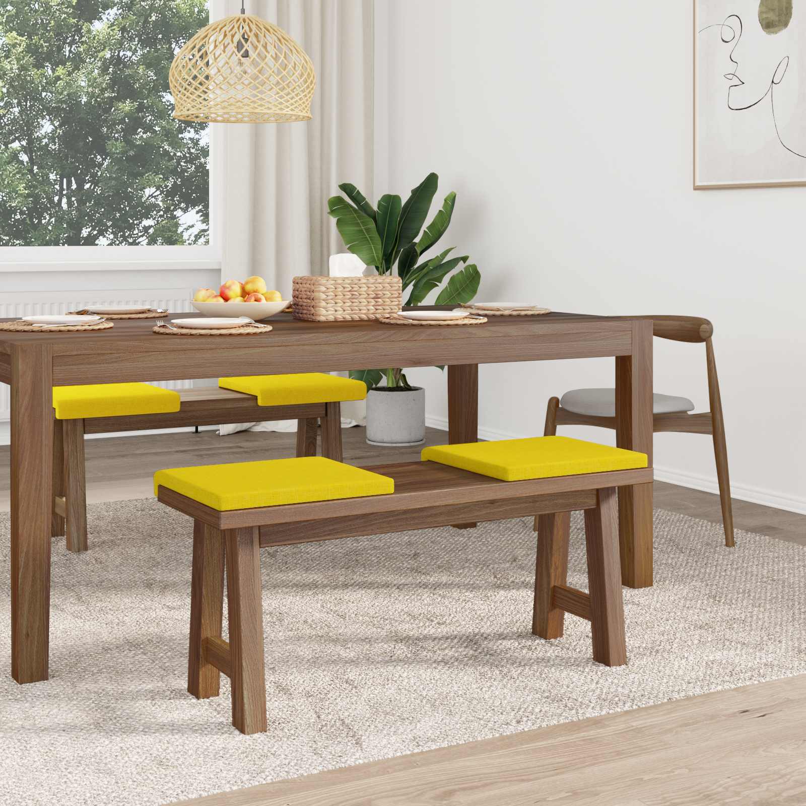 Cuscino per panchina 4 pz Tessuto Giallo Chiaro