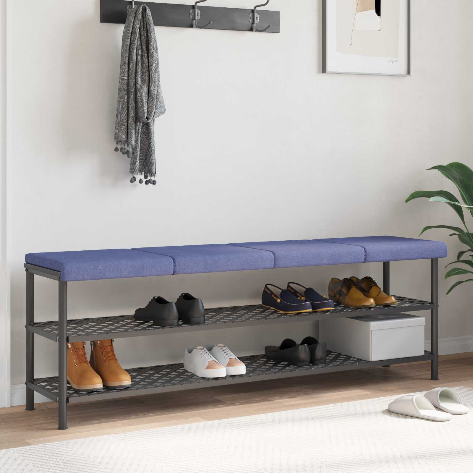 Cuscino per panchina 4 pz Tessuto Blu jeans Profondità 35 cm