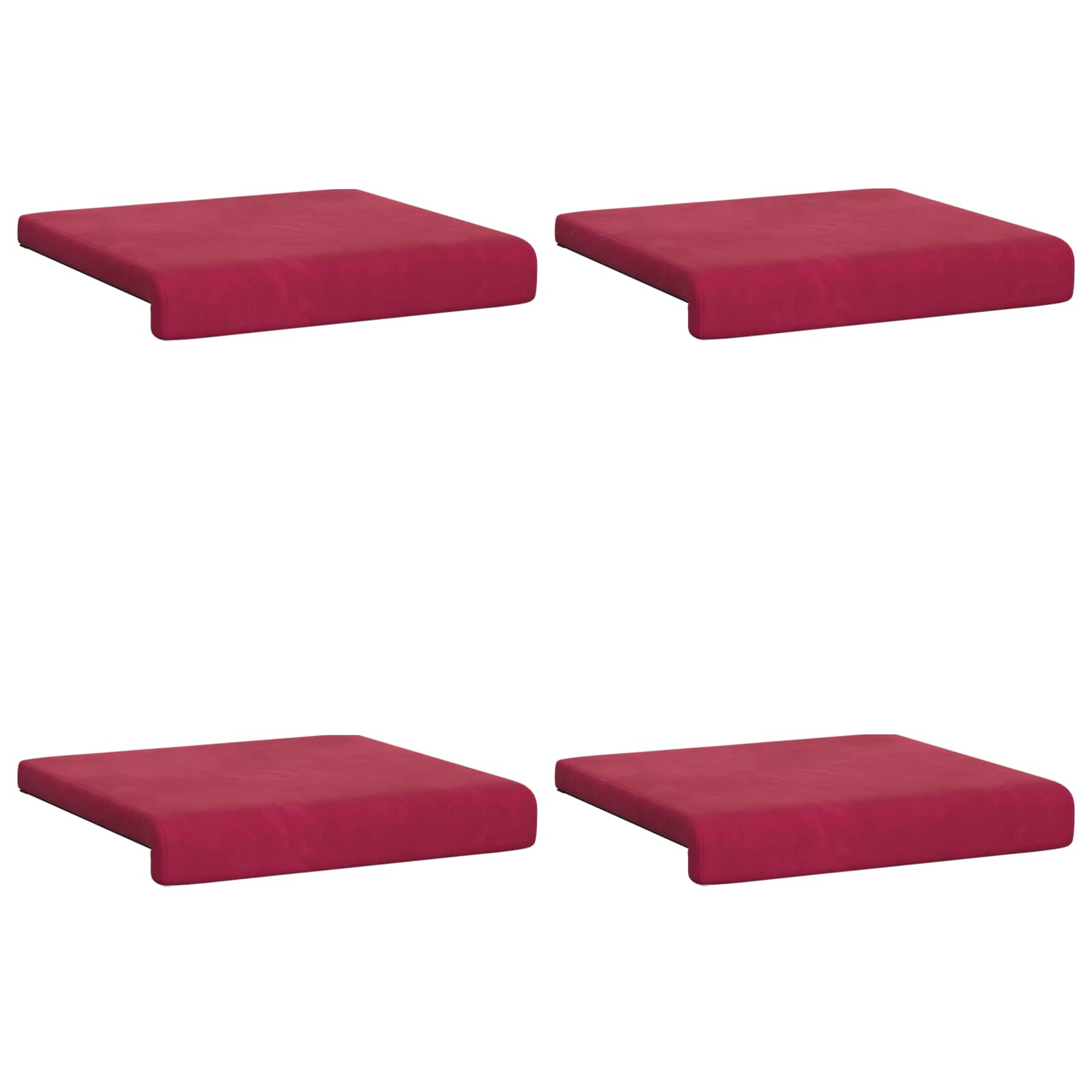 Cuscino per panchina 4 pz Velluto Rosso Vino Profondità 35 cm