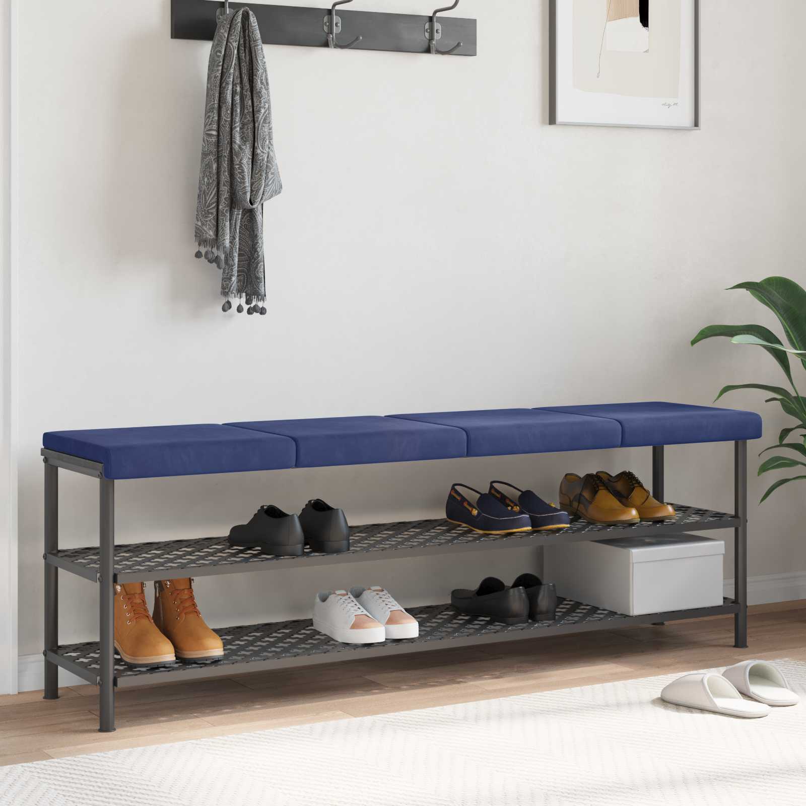 Cuscino per panchina 4 pz Velluto Blu Polizia Profondità 35 cm