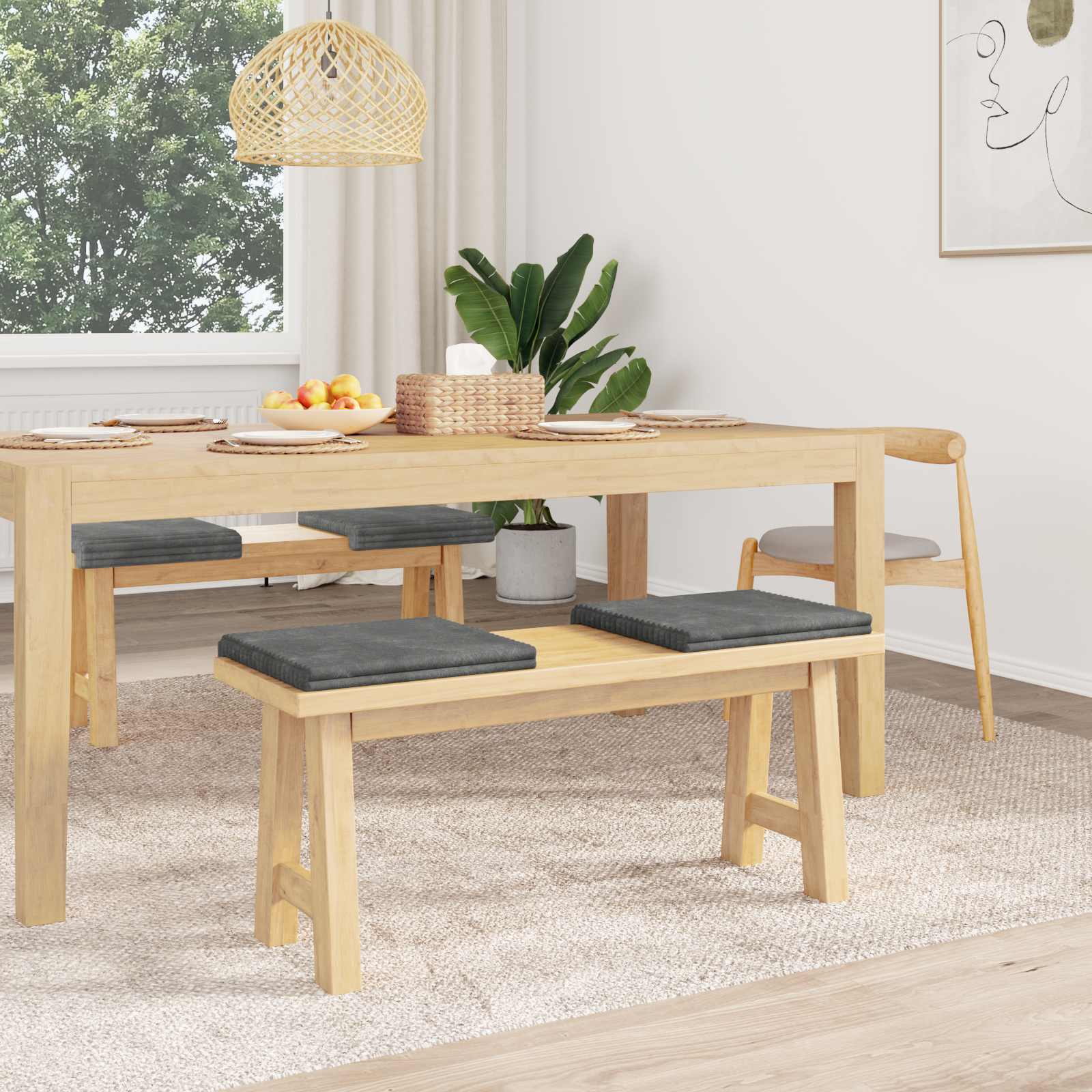 Cuscino per panchina 4 pz Corduroy Morbido Grigio Chiaro