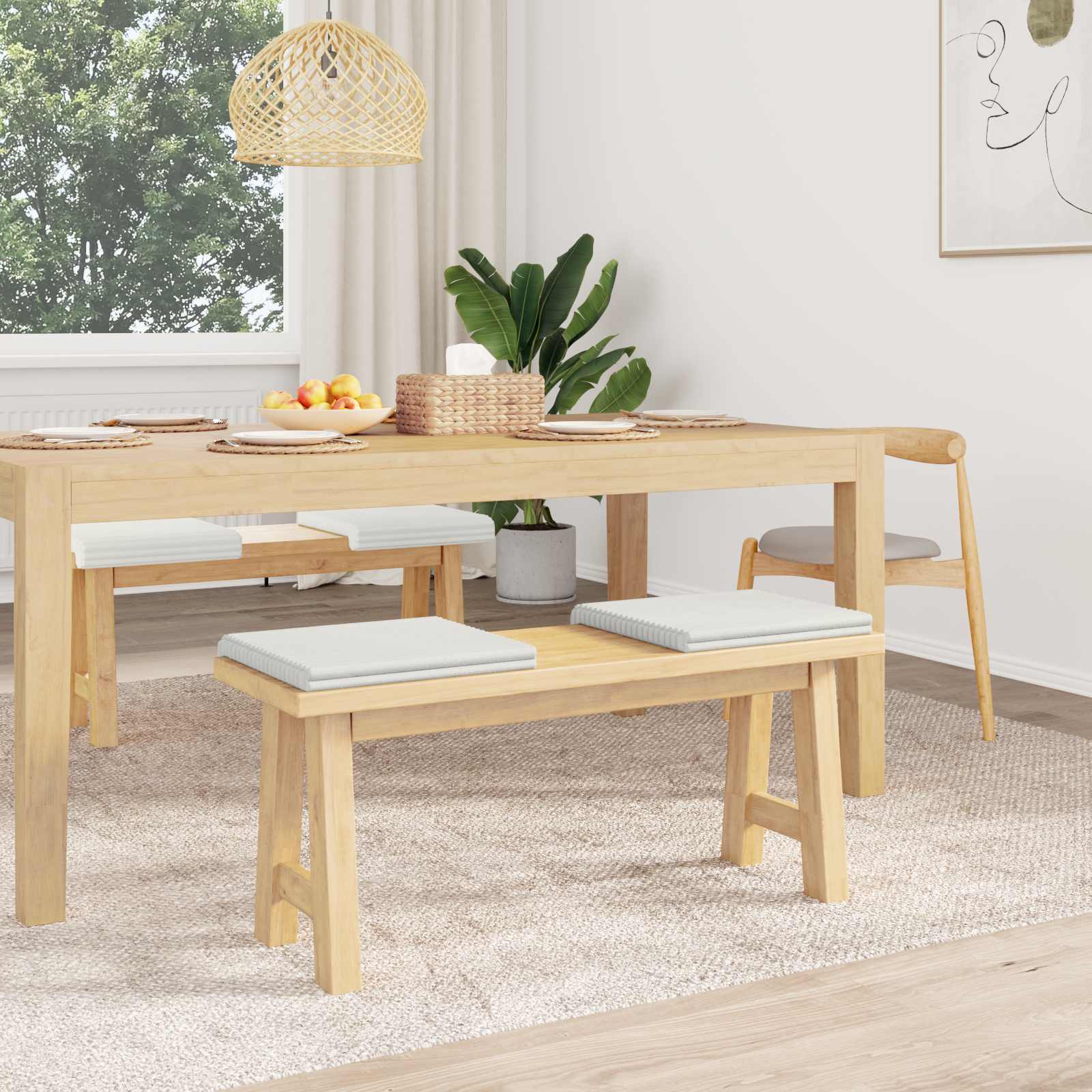 Cuscino per panchina 4 pz Corduroy Morbido Crema