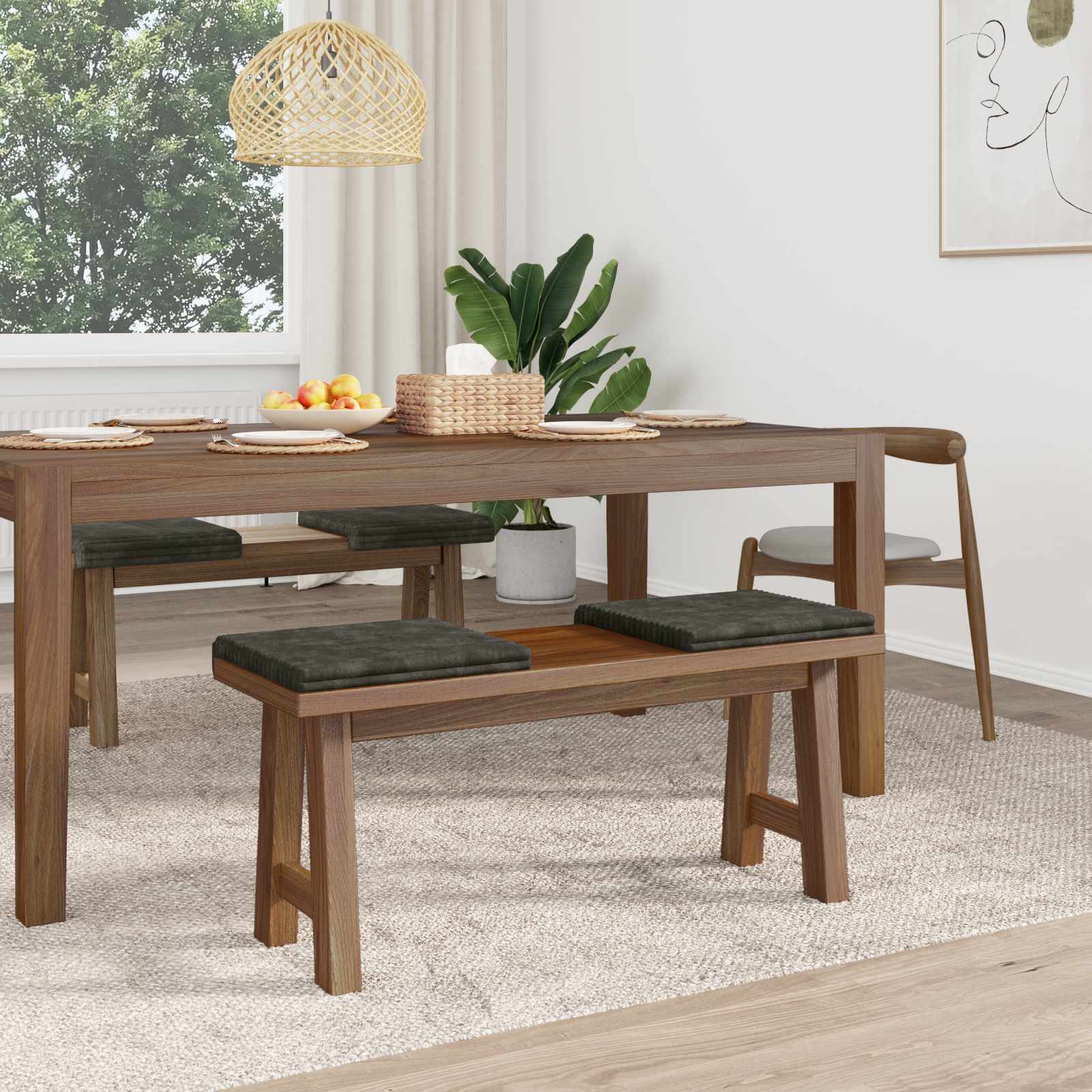 Cuscino per panchina 4 pz Corduroy Morbido Antracite