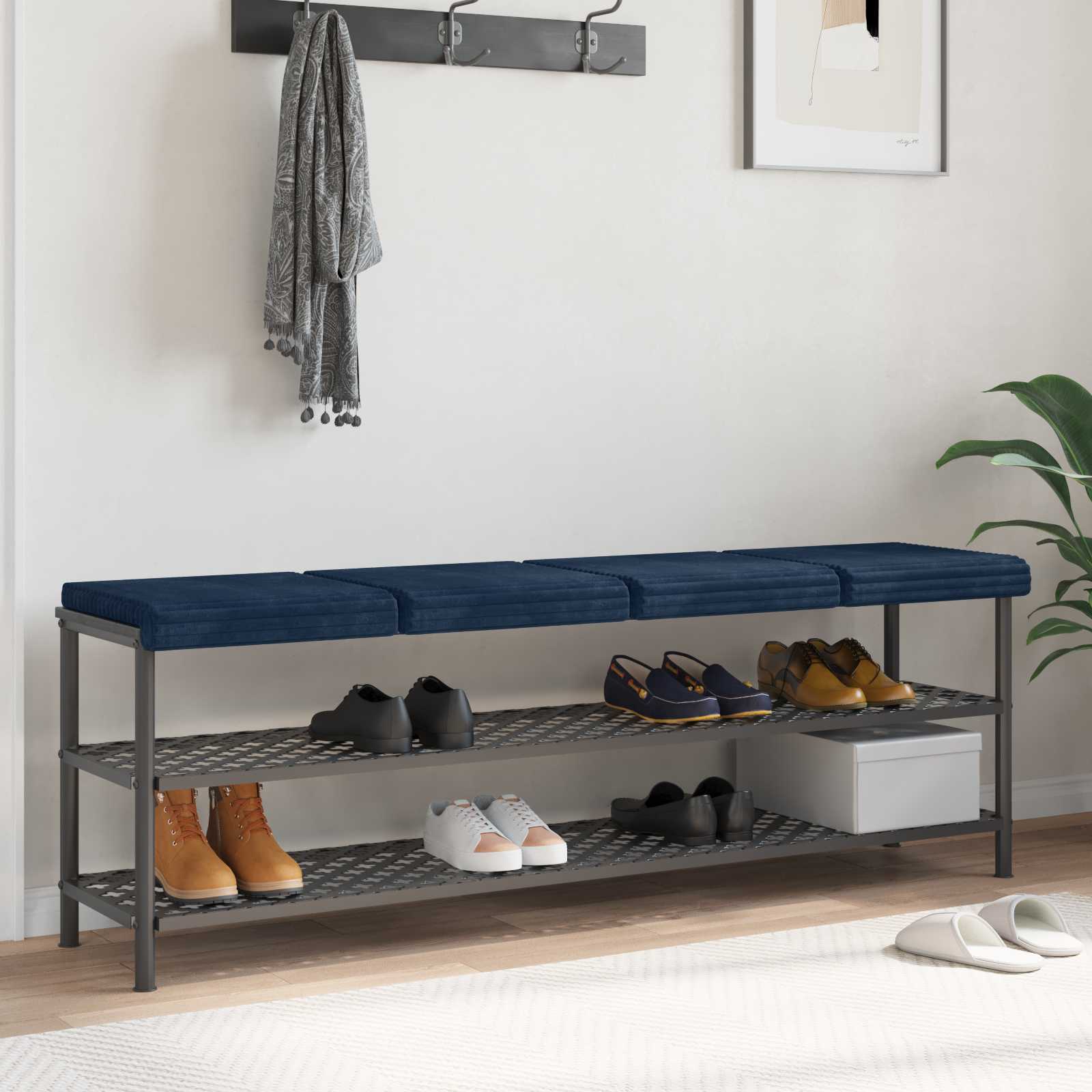 Cuscino per panchina 4 pz Corduroy Morbido Blu navy