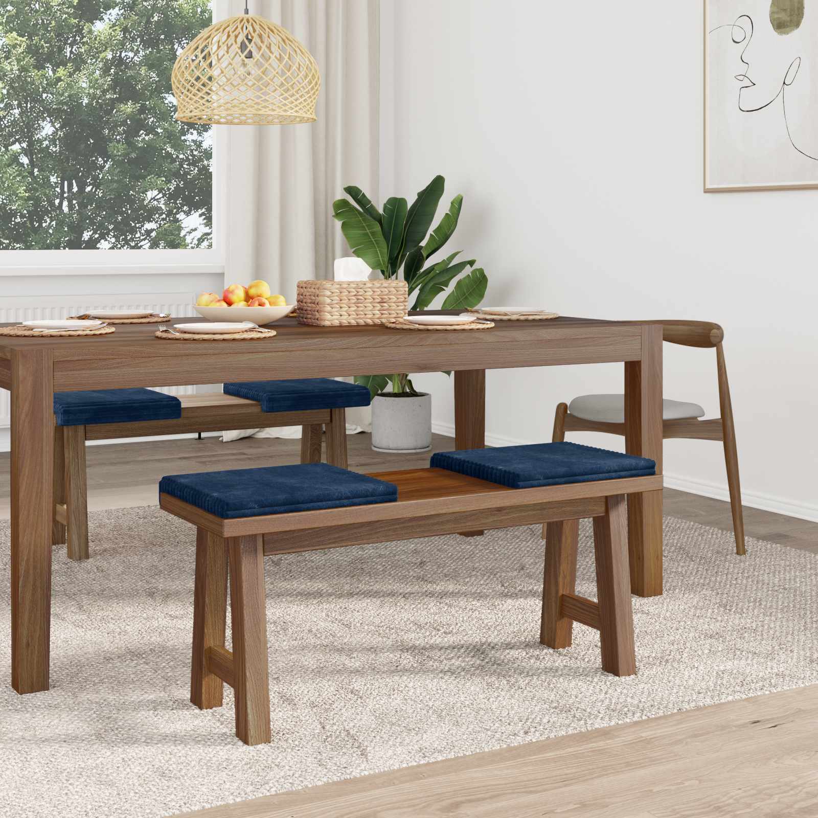 Cuscino per panchina 4 pz Corduroy Morbido Blu navy