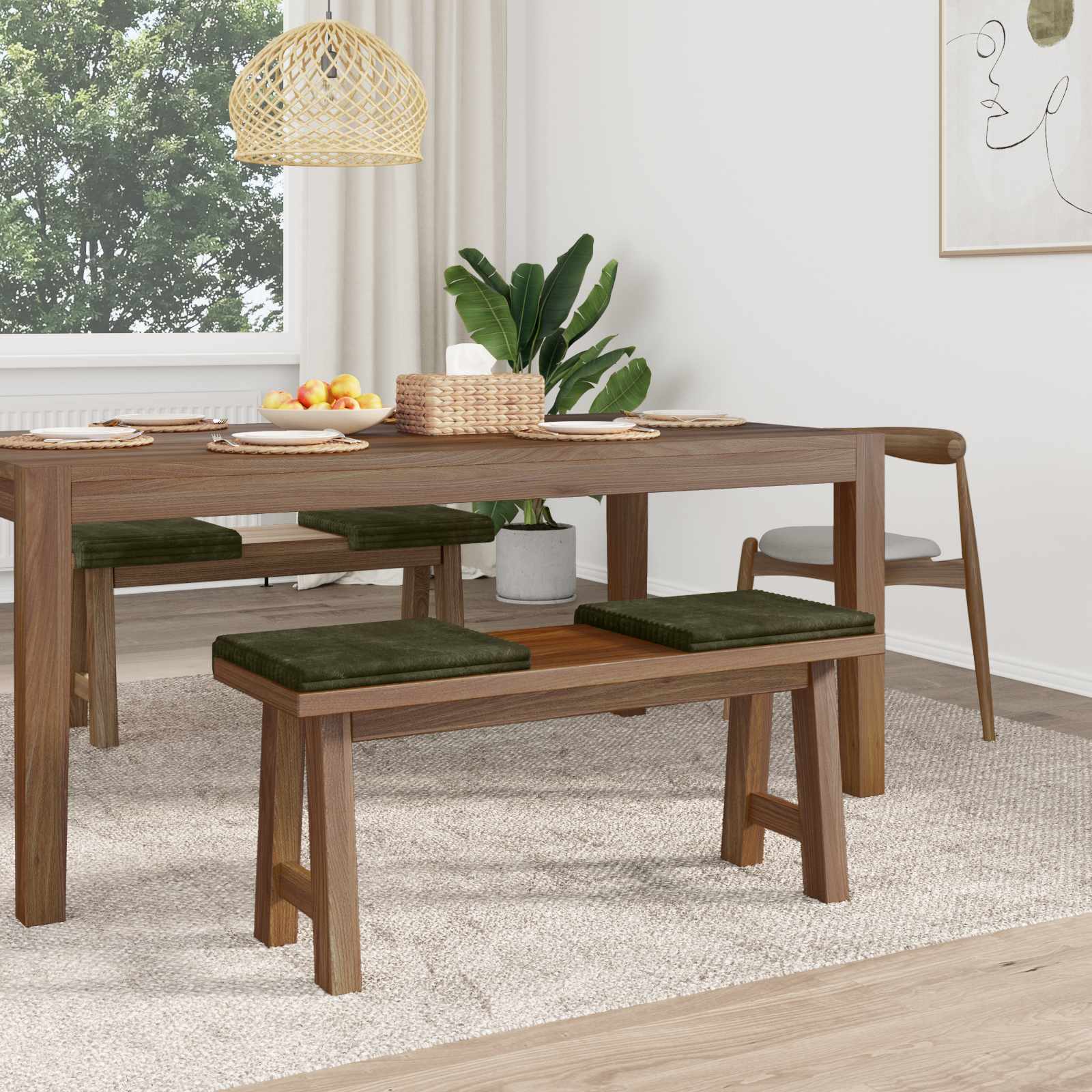Cuscino per panchina 4 pz Corduroy Morbido Verde