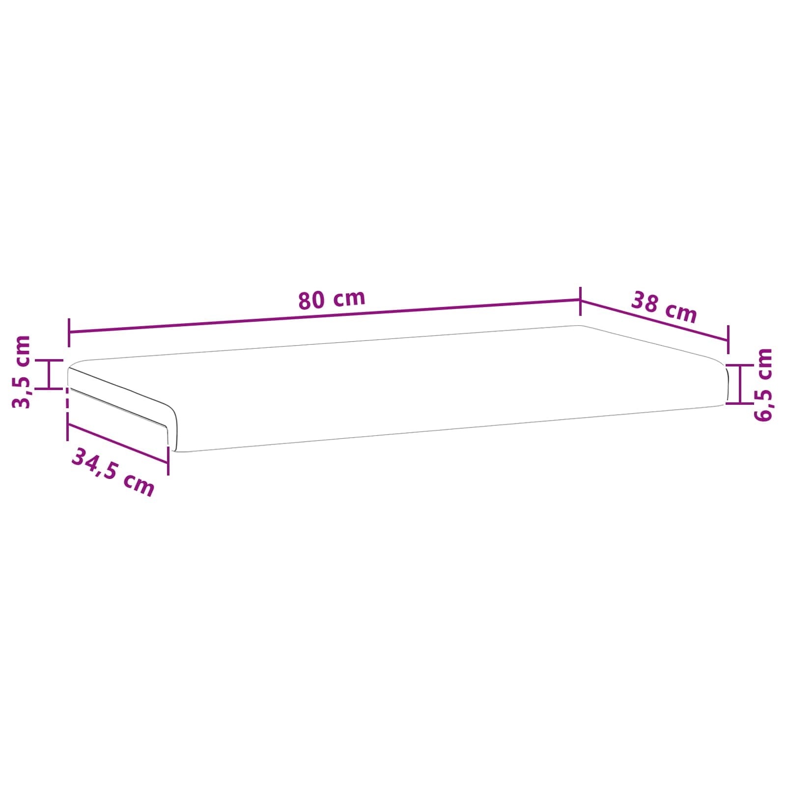 Cuscino per panchina Velluto Blu Profondità 35 cm