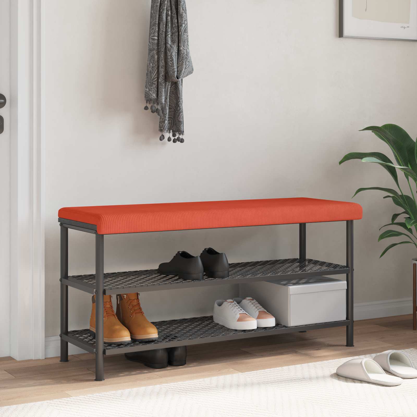 Cuscino per panchina corduroy Rosso Arancio Profondità 35 cm