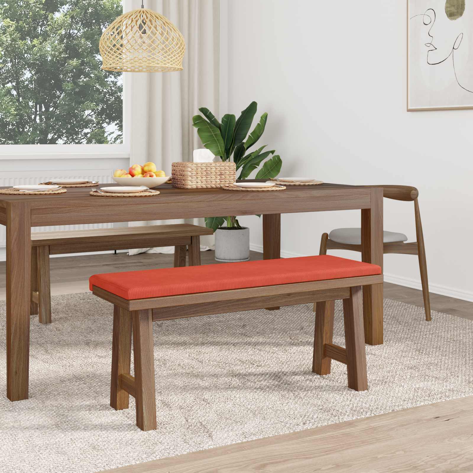 Cuscino per panchina corduroy Rosso Arancio Profondità 35 cm