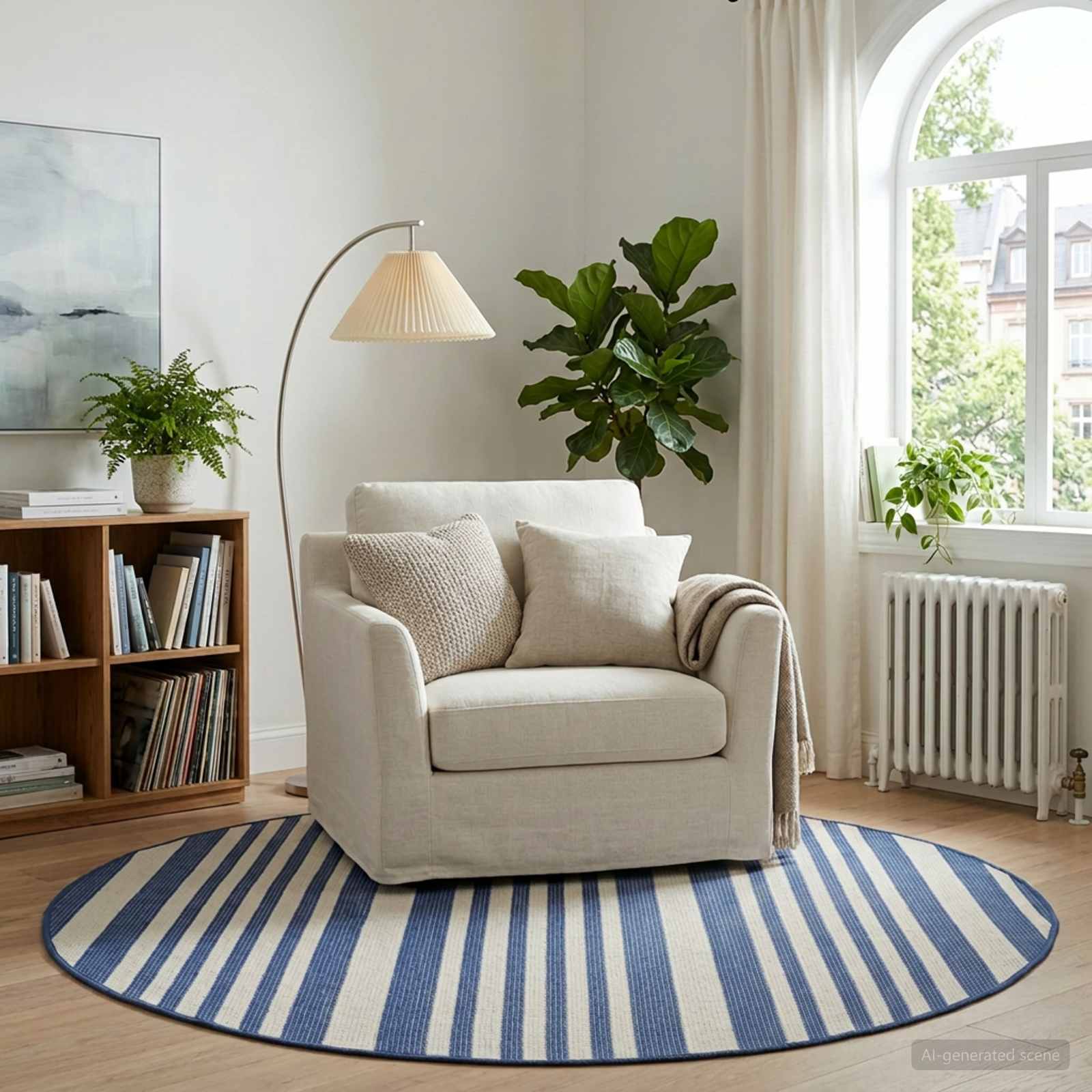 Tappeto per interni ed esterni OLITE Naturale e blu navy