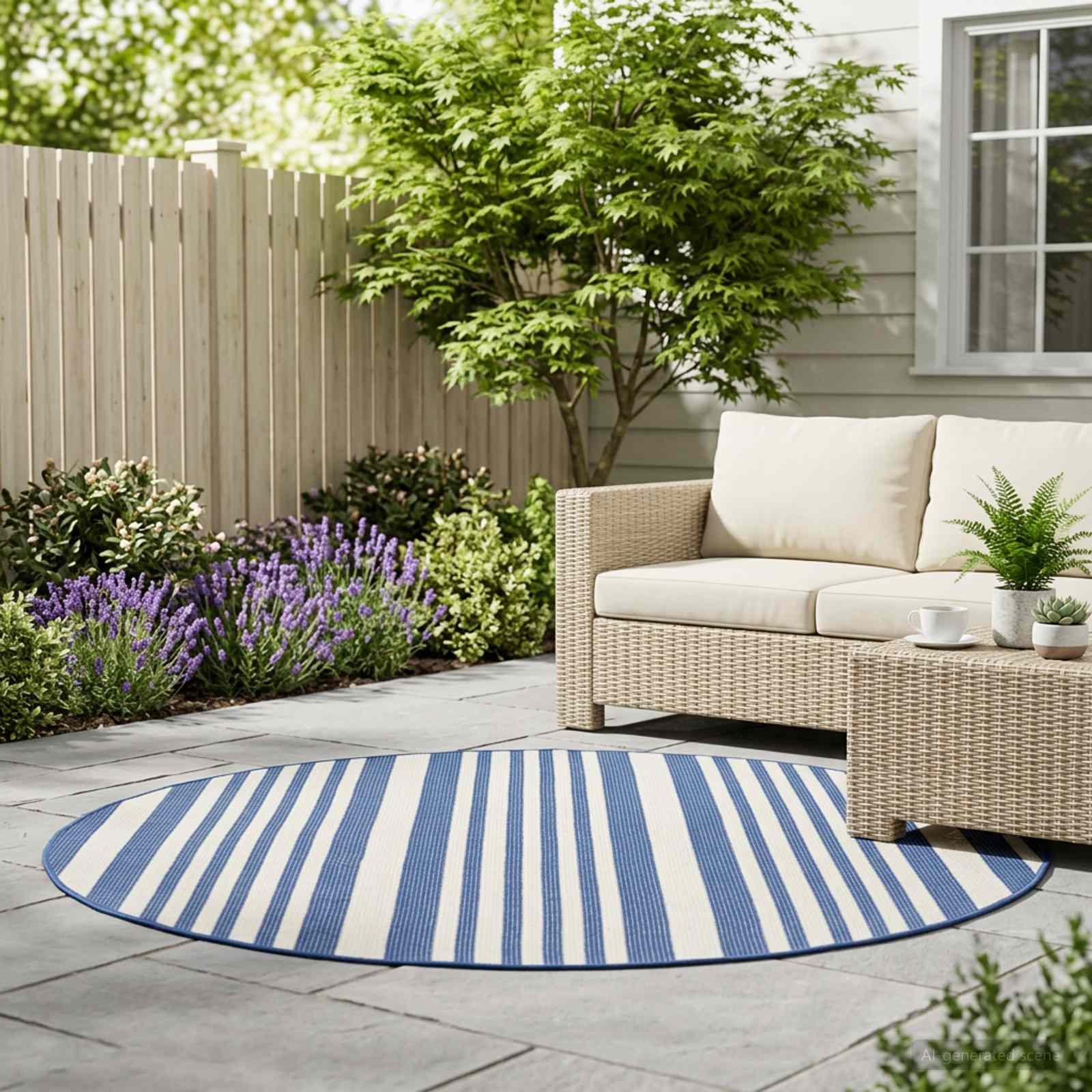Tappeto per interni ed esterni OLITE Naturale e blu navy