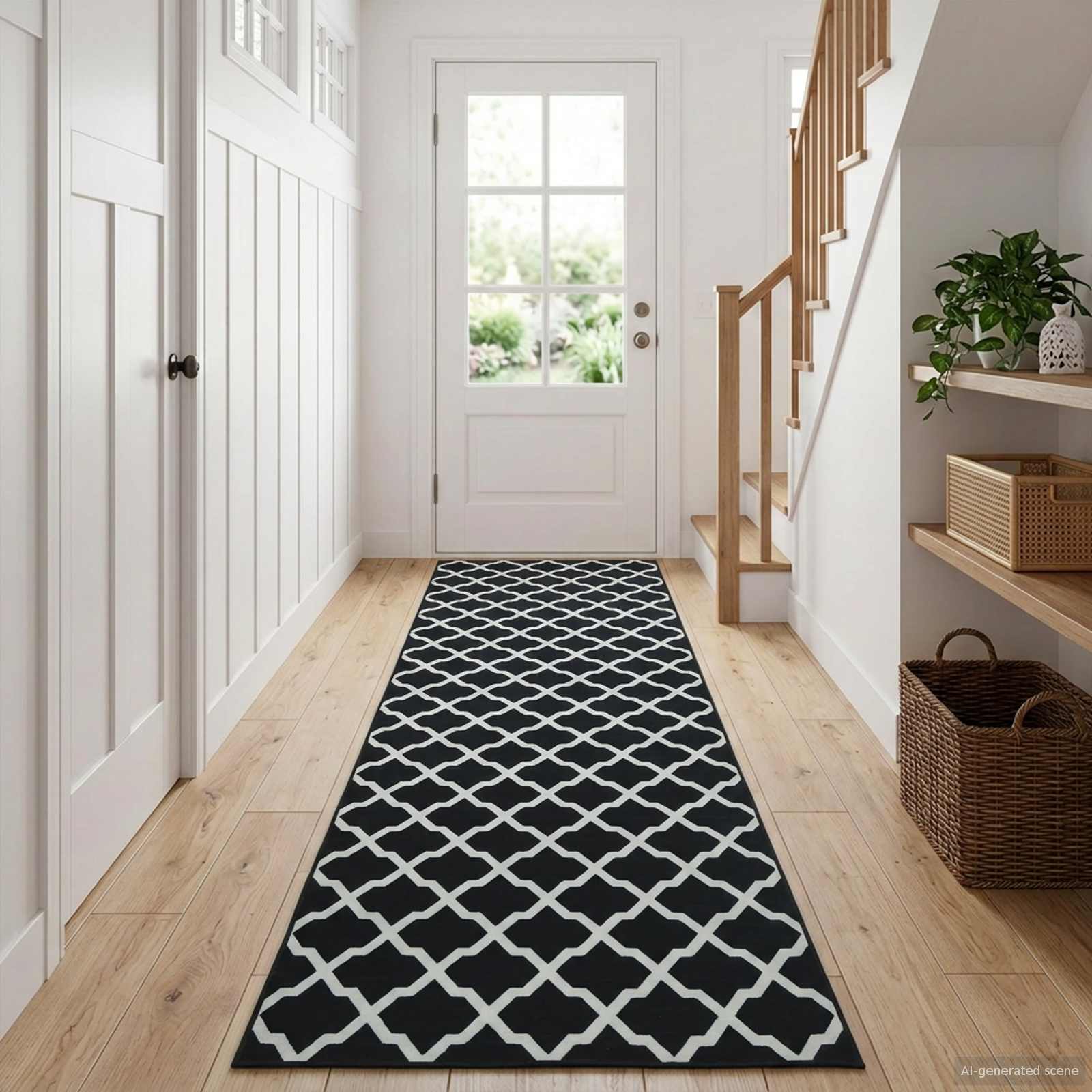 Tappeto Antiscivolo LESAKA Nero e bianco 50 x 150 cm