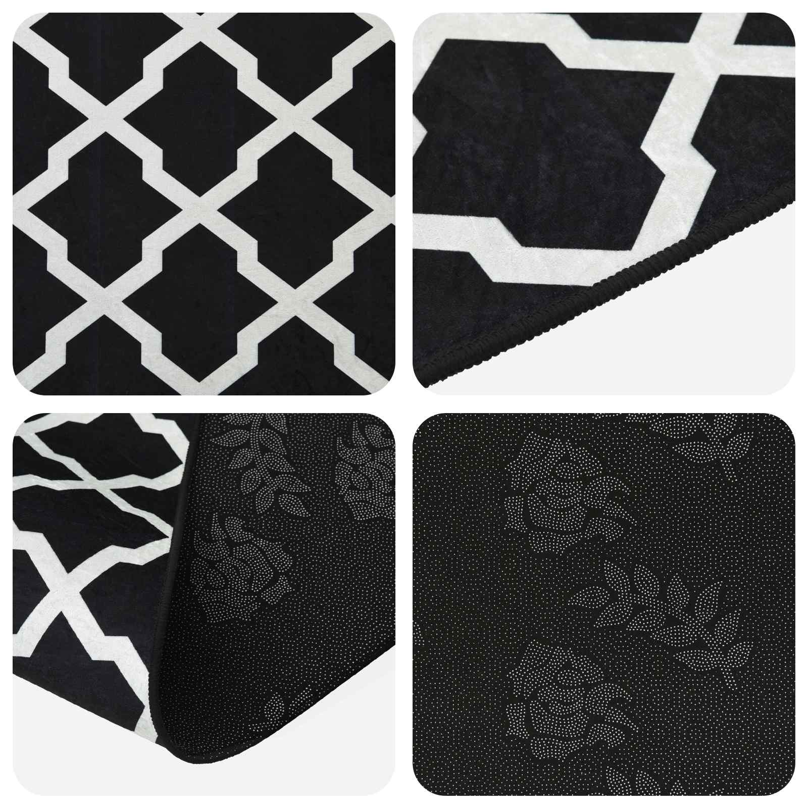 Tappeto Antiscivolo LESAKA Nero e bianco 80 x 350 cm