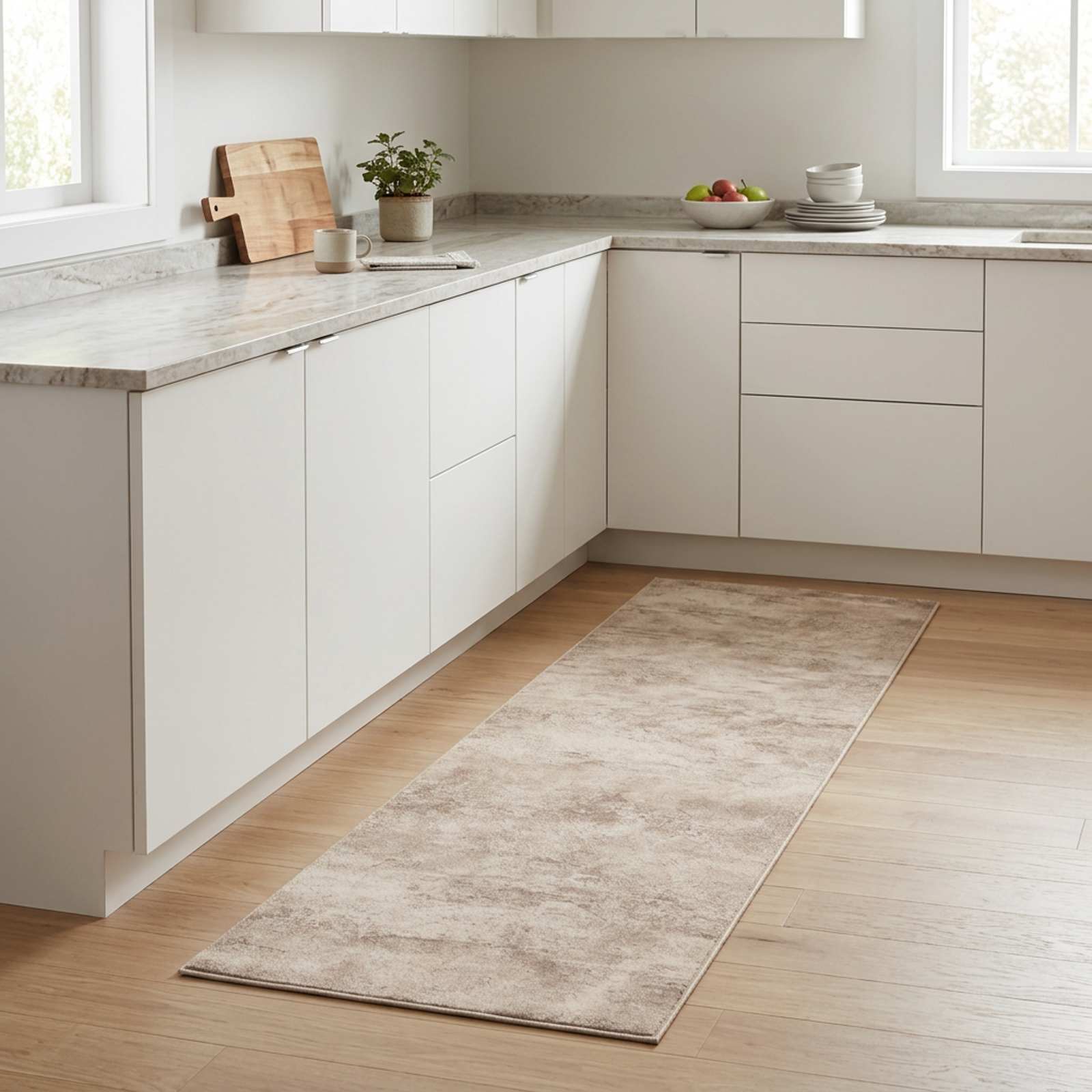 Tappeto da Cucina Cemento beige 180 x 60 cm 100% Poliammide