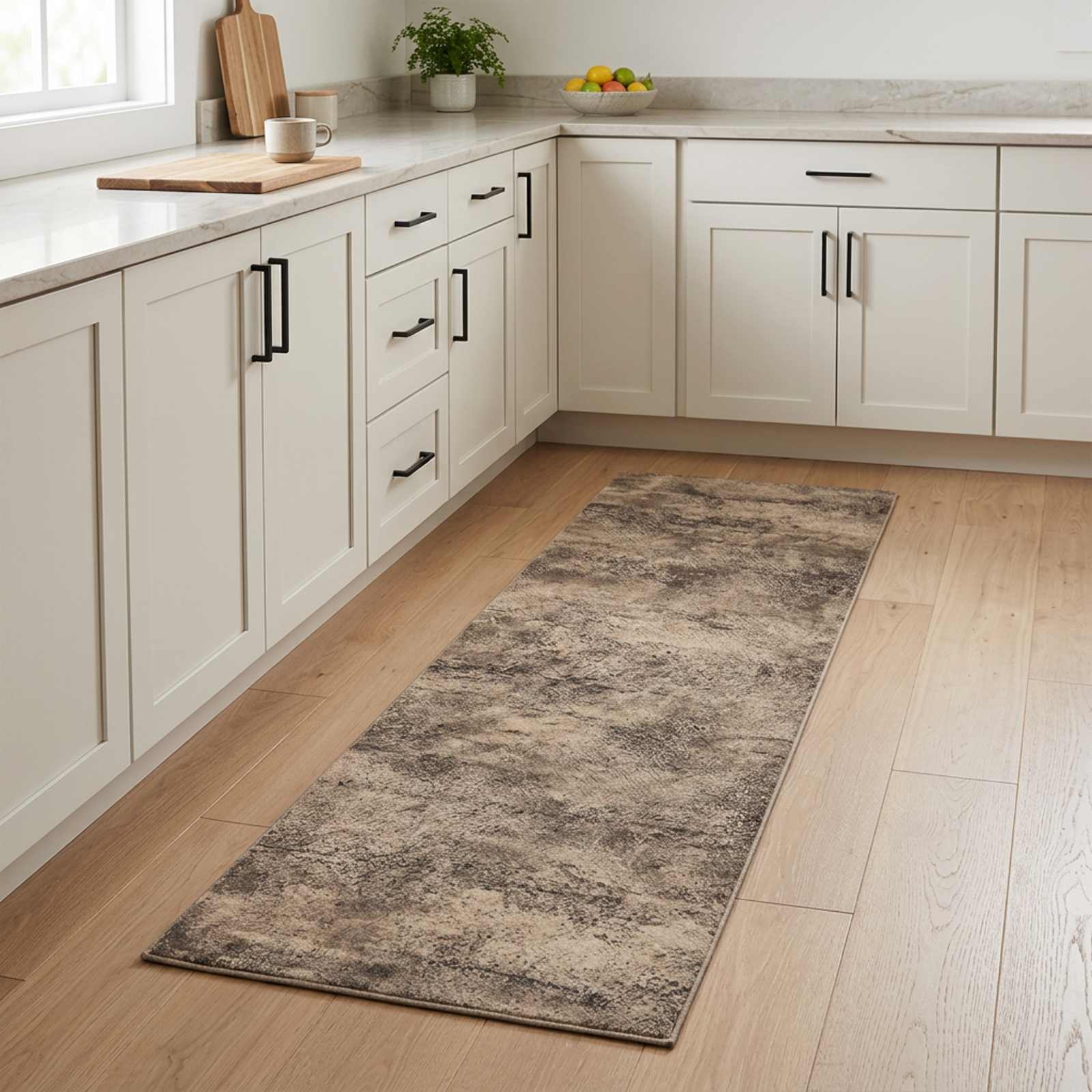 Tappeto da Cucina Cemento marrone 180 x 60 cm 100% Poliammide