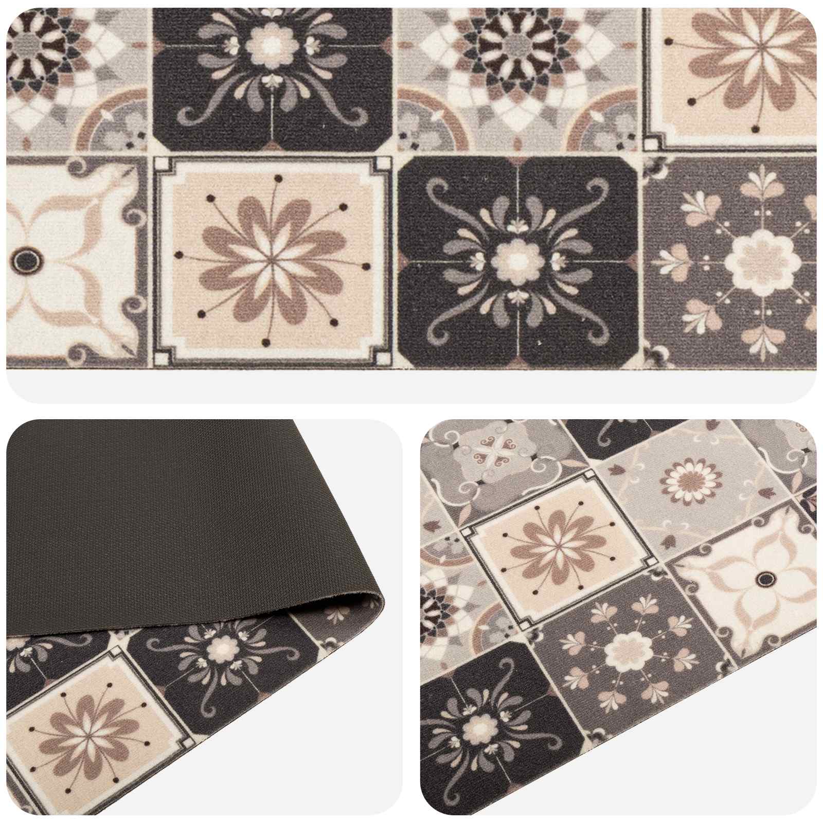 Tappeto da Cucina Mosaico grigio e beige 300 x 60 cm