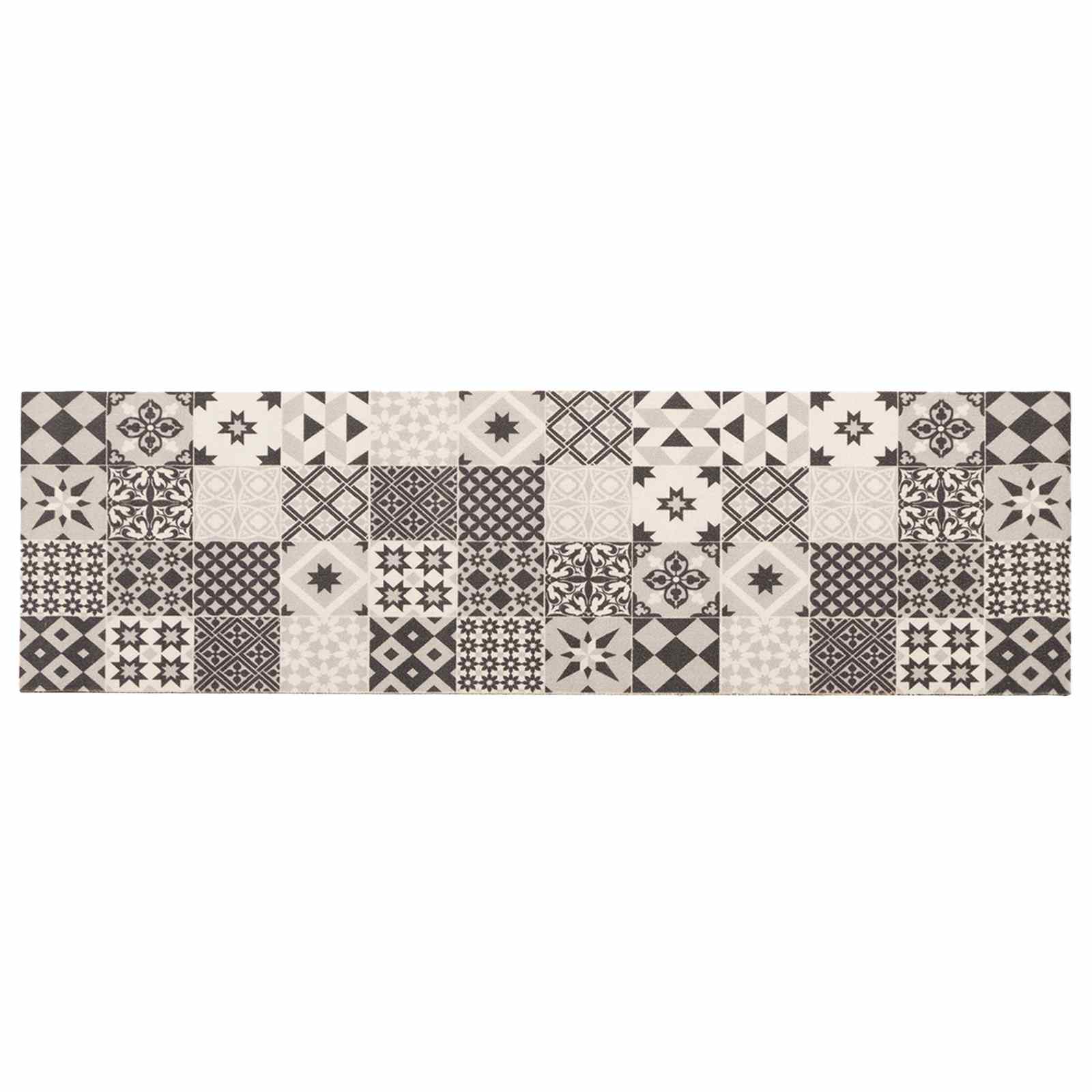 Tappeto da Cucina mosaico grigio 180 x 60 cm 100% Poliammide
