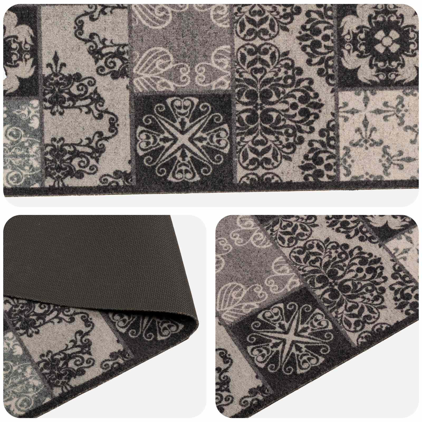 Tappeto da Cucina mosaico nero 150 x 45 cm 100% Poliammide