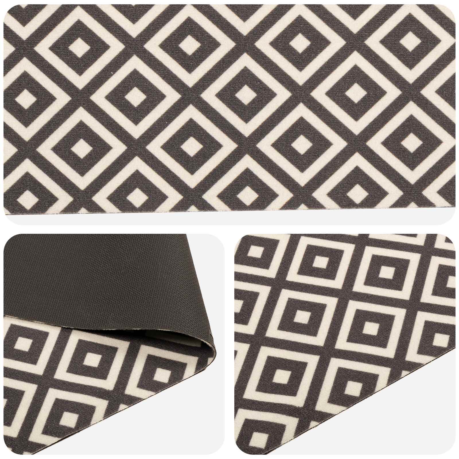 Tappeto da Cucina Diamanti grigi e bianchi 180 x 60 cm