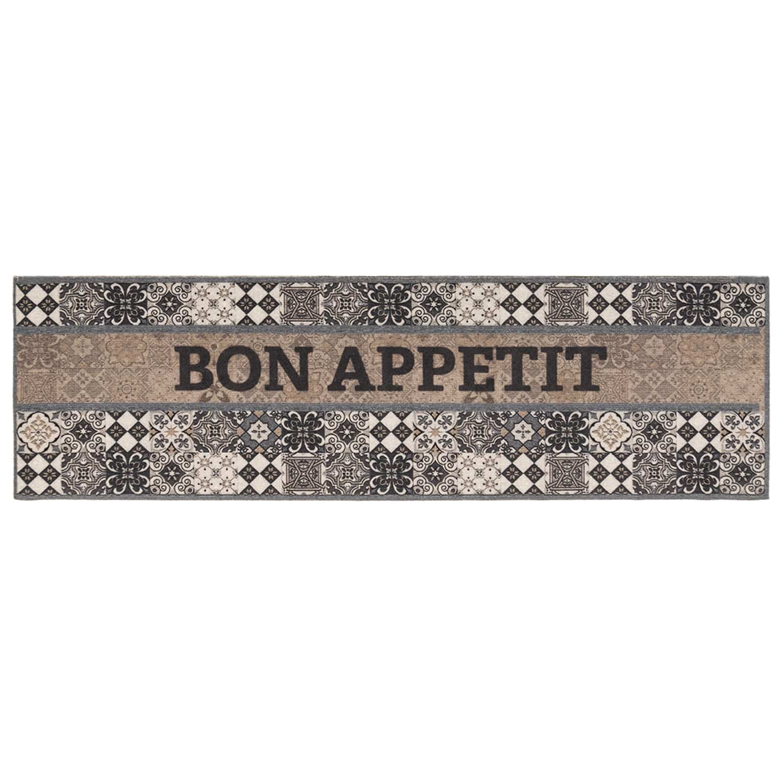 Tappeto da Cucina Grigio buon appetito 150 x 45 cm