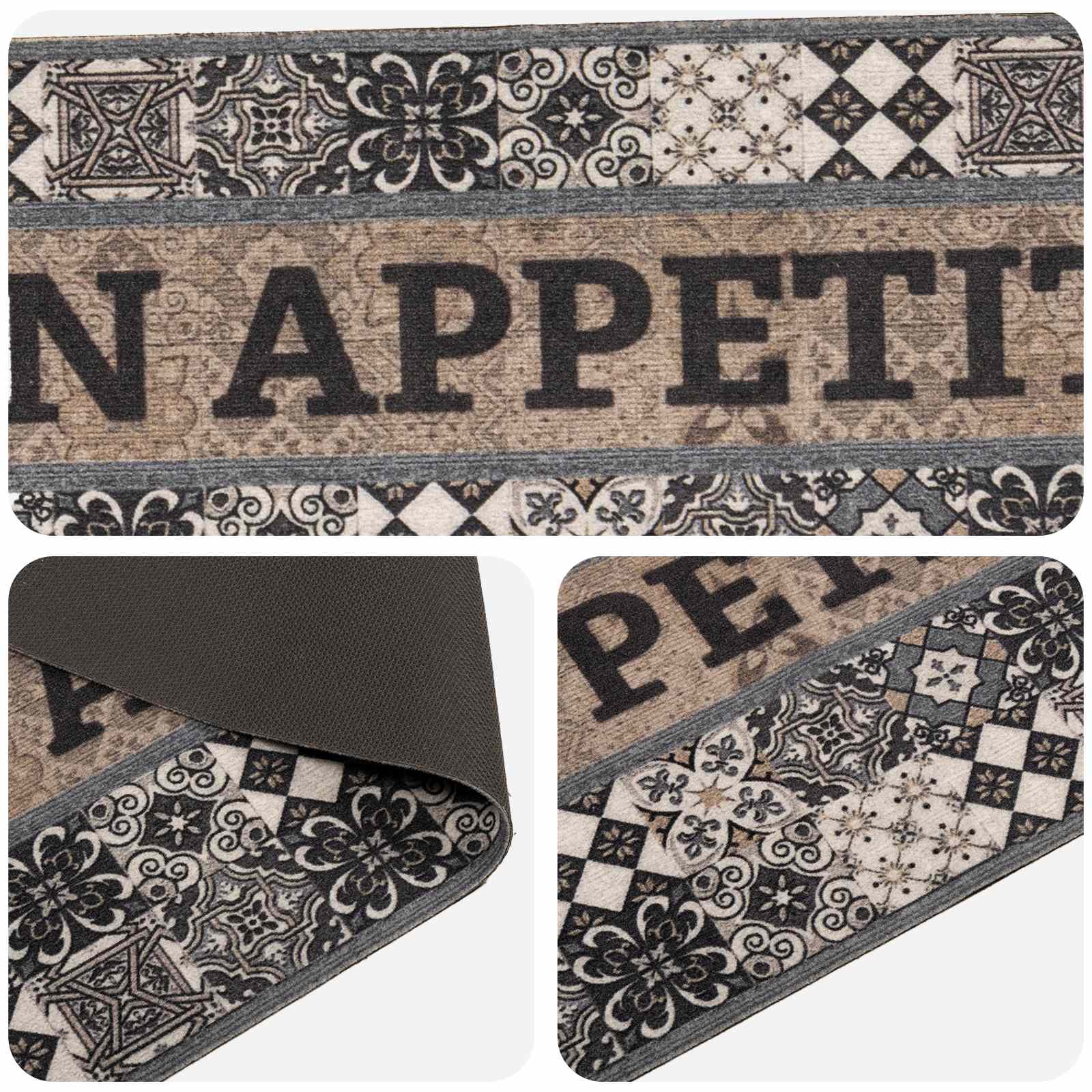 Tappeto da Cucina Grigio buon appetito 150 x 45 cm
