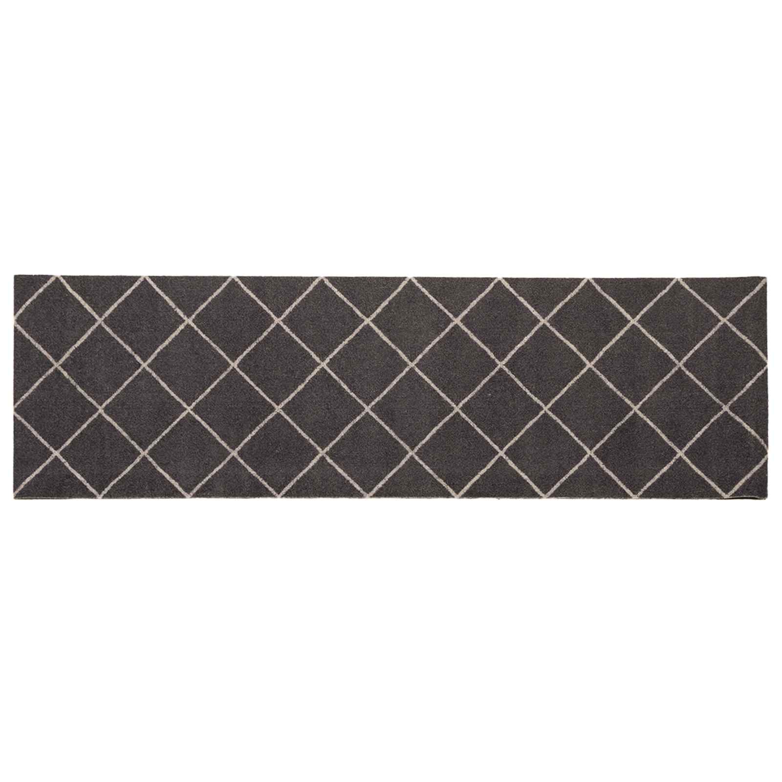 Tappeto da Cucina Antracite a quadri 150 x 45 cm