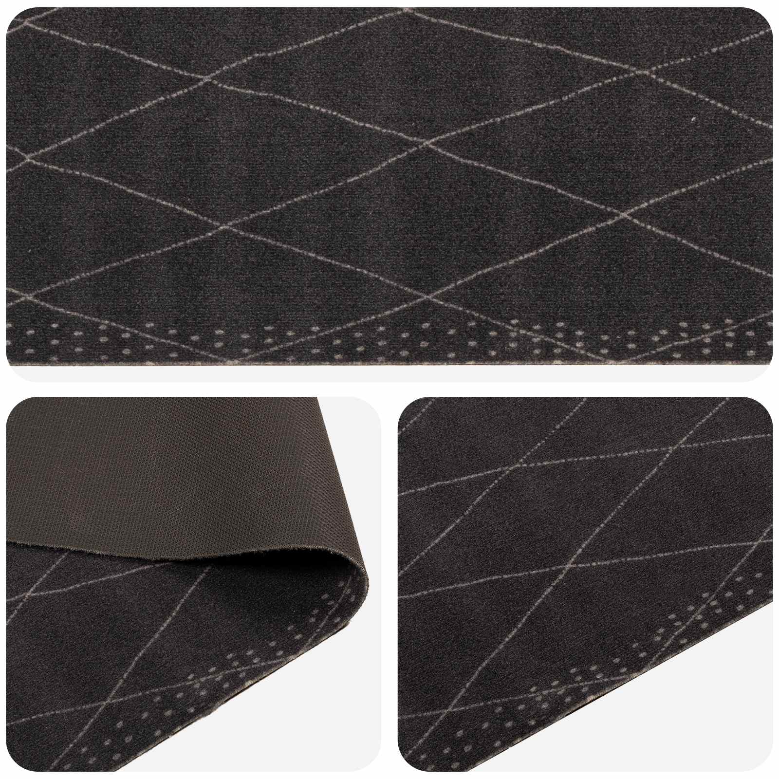 Tappeto da Cucina antracite a quadretti 300 x 60 cm