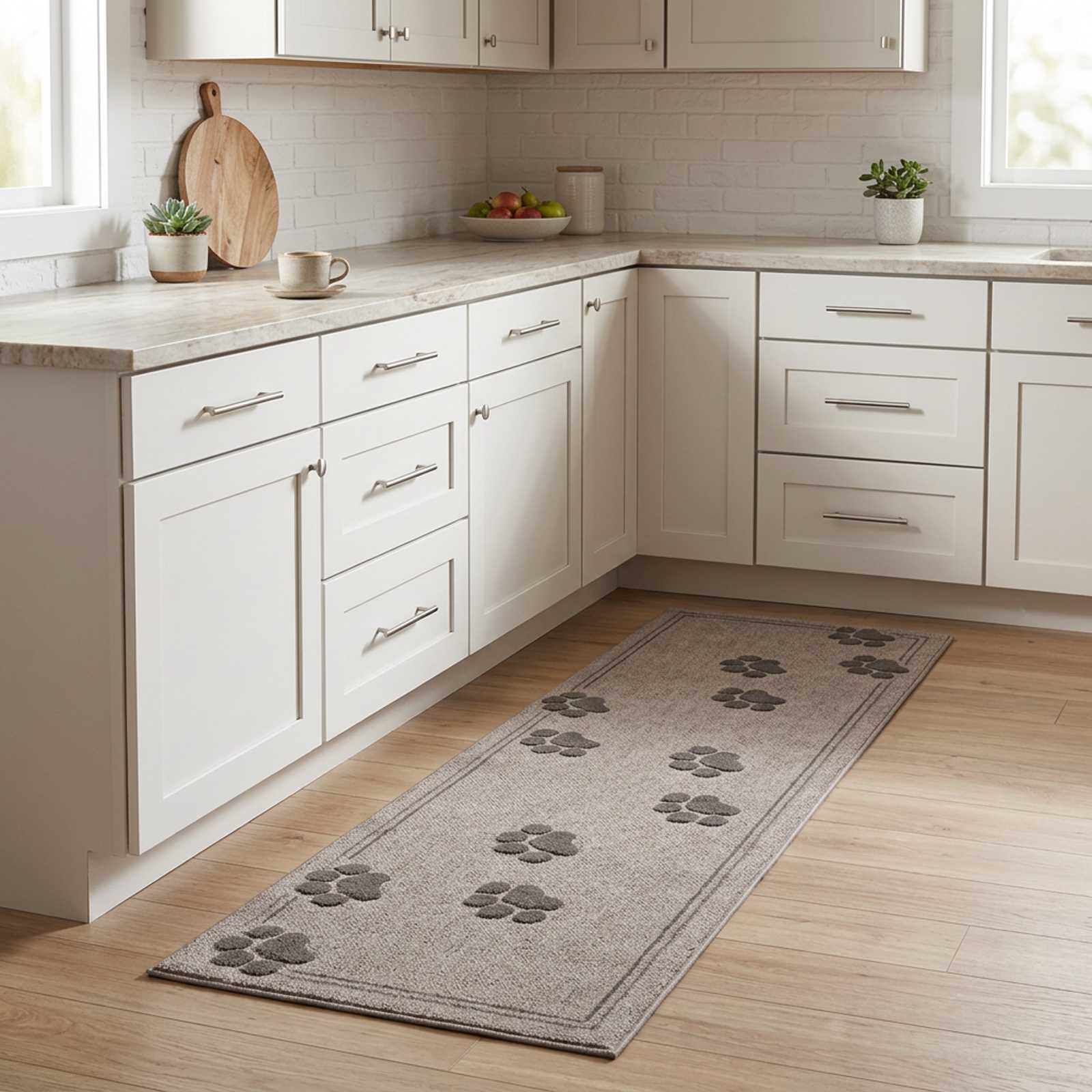 Tappeto da Cucina Zampe grigie 300 x 60 cm 100% Poliammide