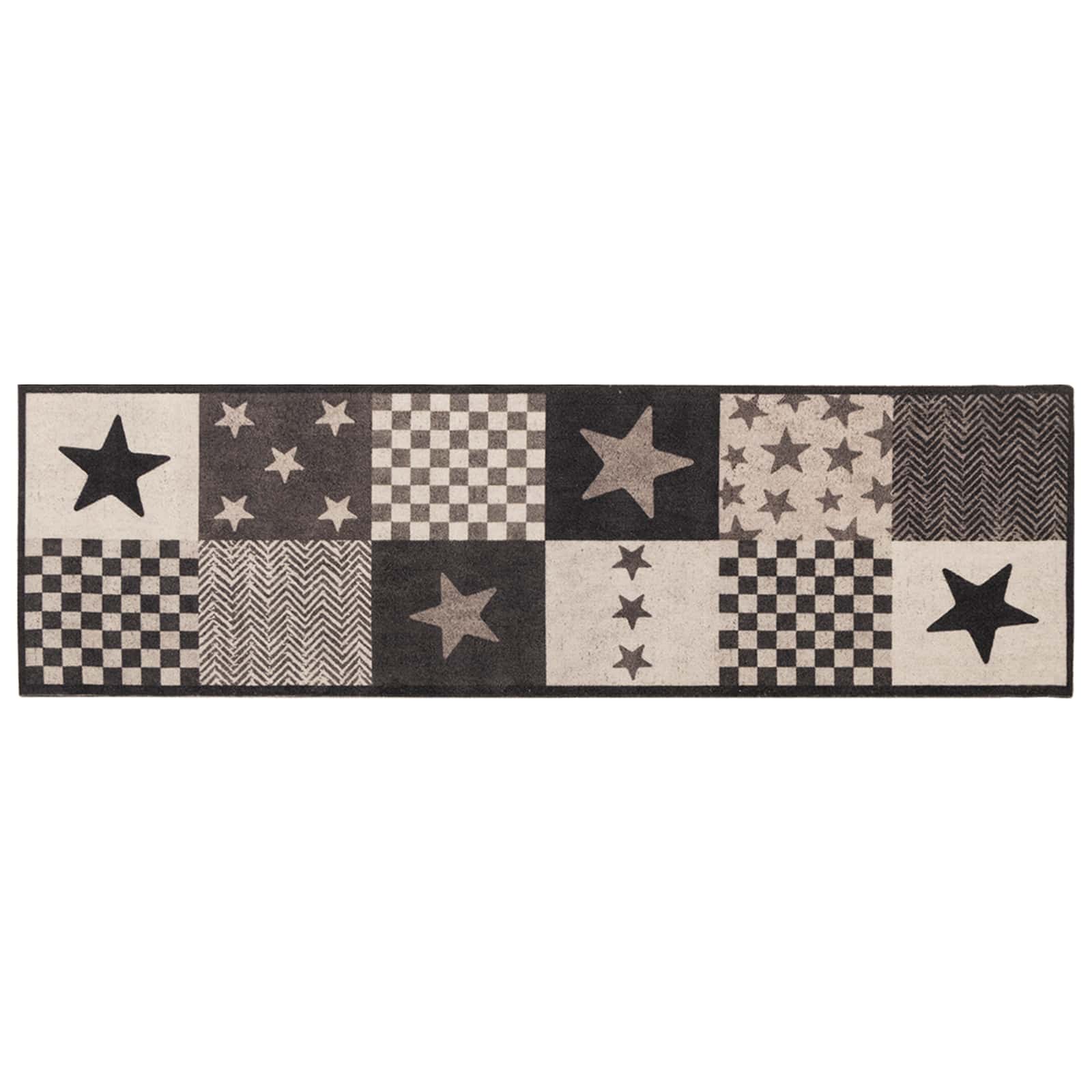 Tappeto da Cucina stelle grigie 150 x 45 cm 100% Poliammide