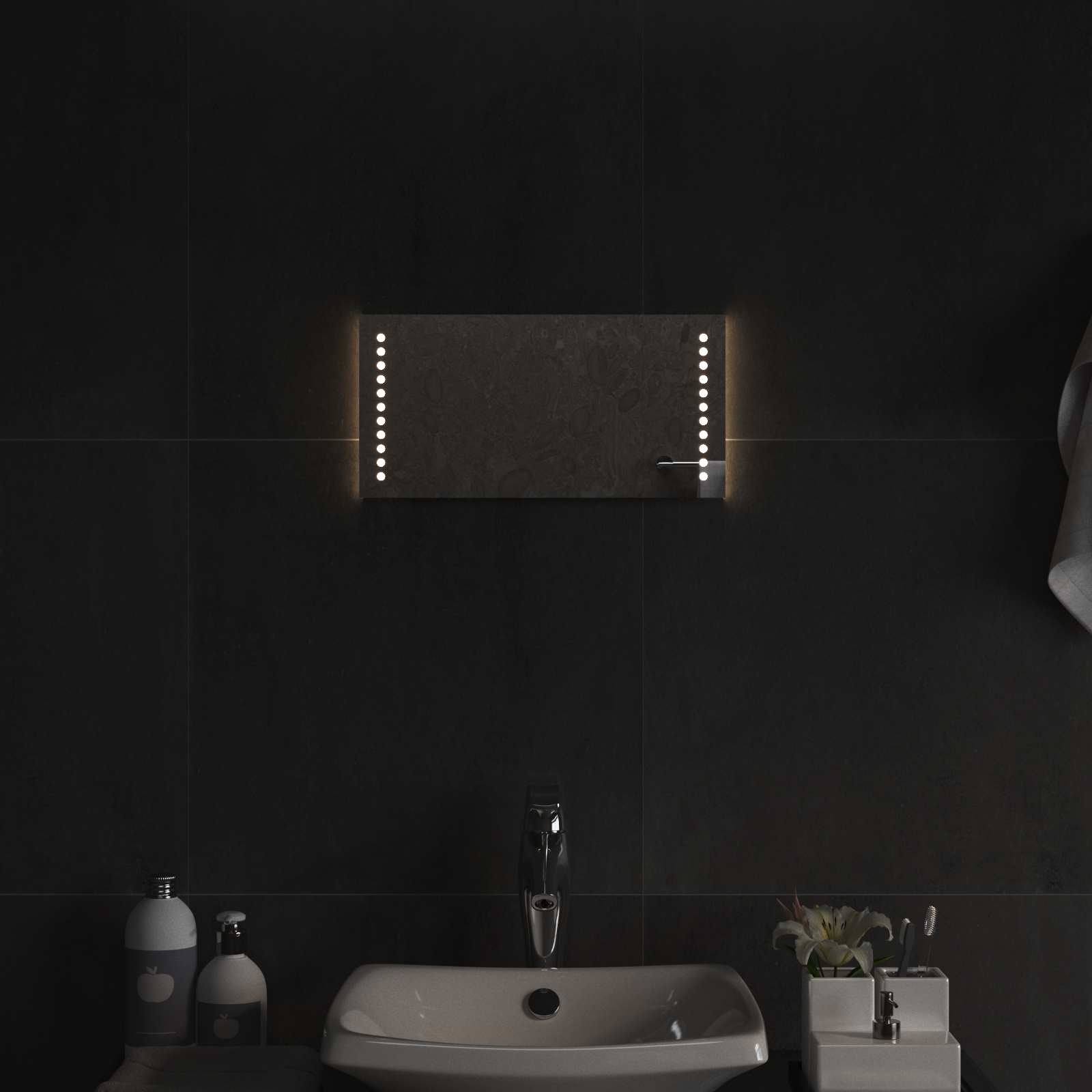Specchio da bagno LED Trasparente 40 x 20 cm vetro temperato