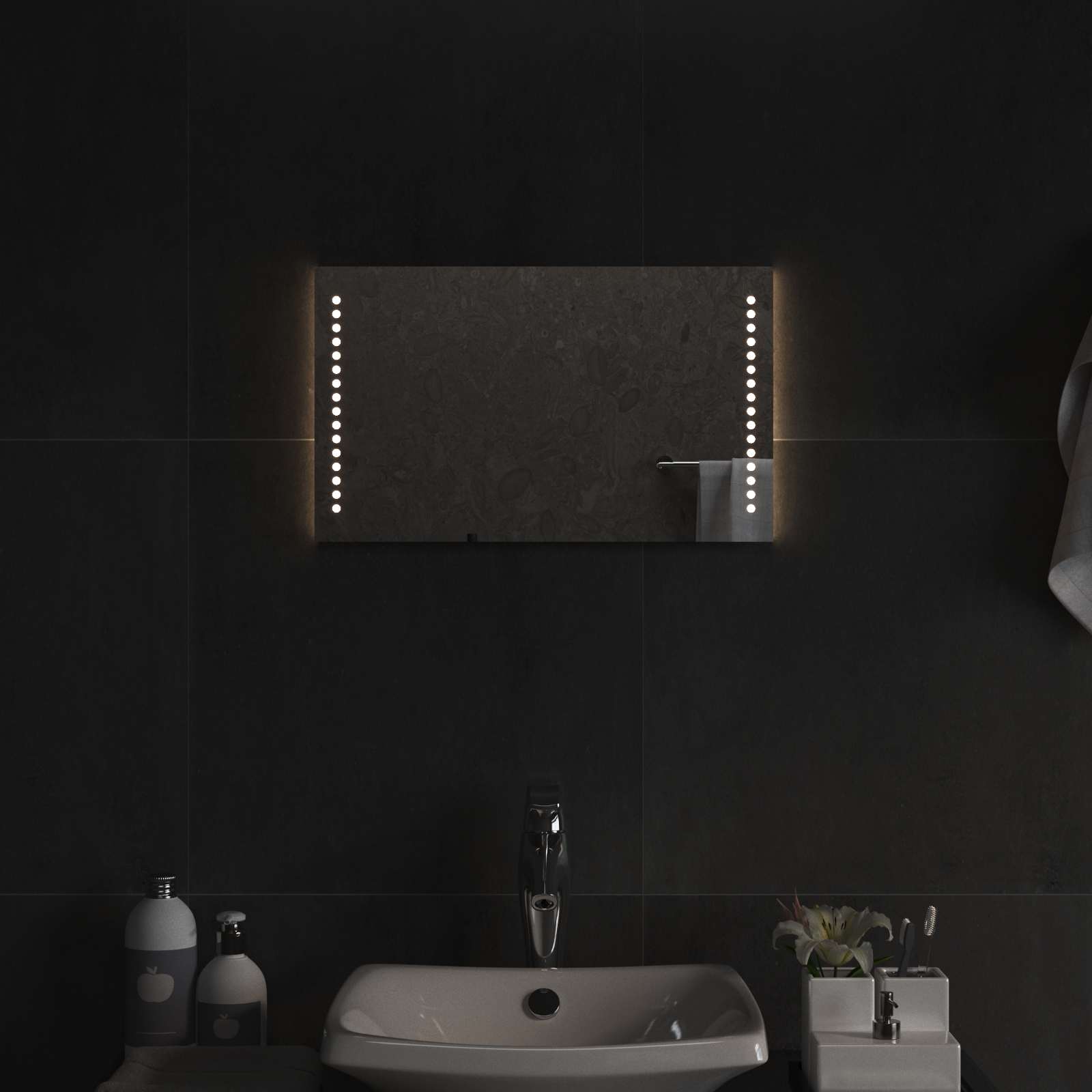 Specchio da bagno LED Trasparente 50 x 30 cm vetro temperato