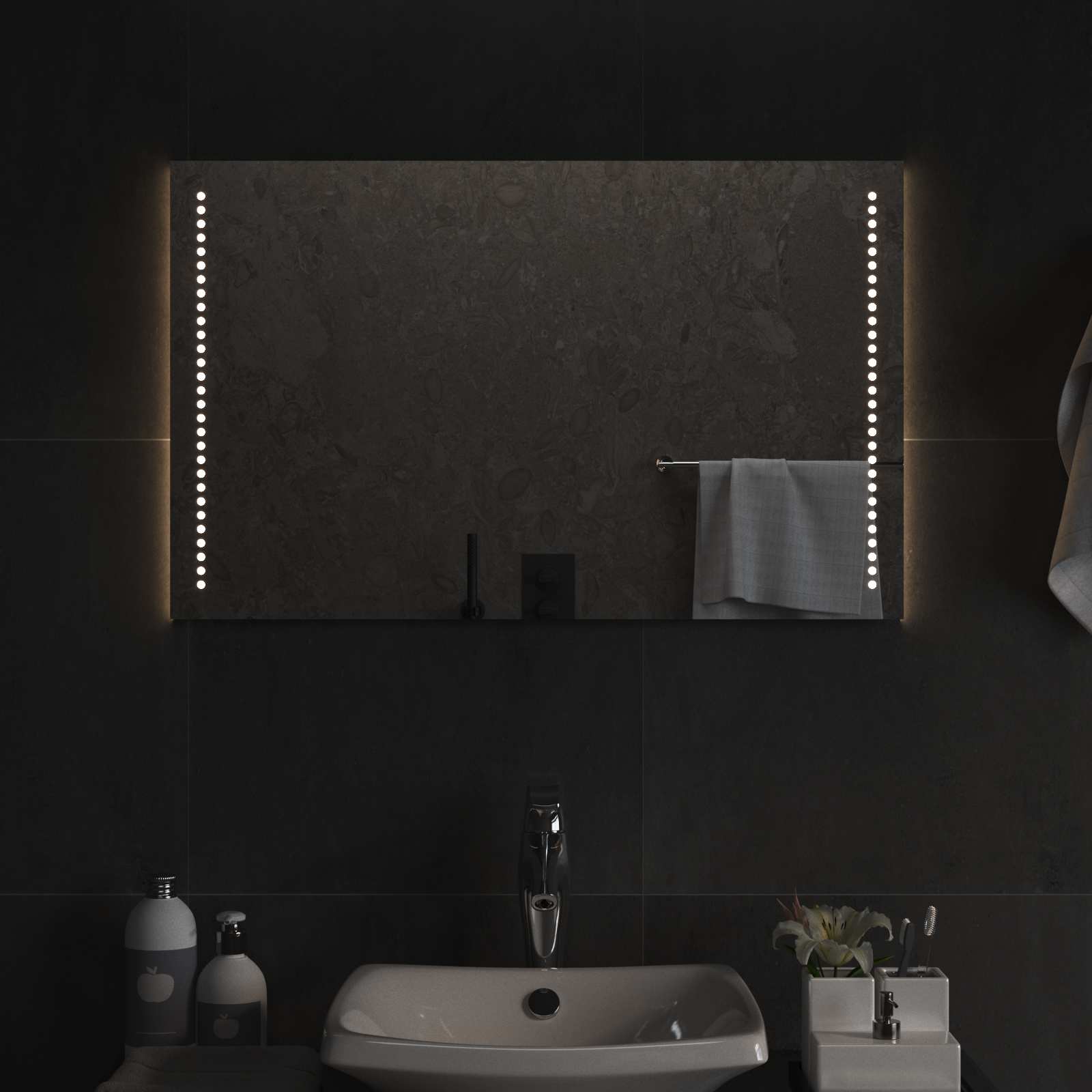 Specchio da bagno LED Trasparente 80 x 50 cm vetro temperato