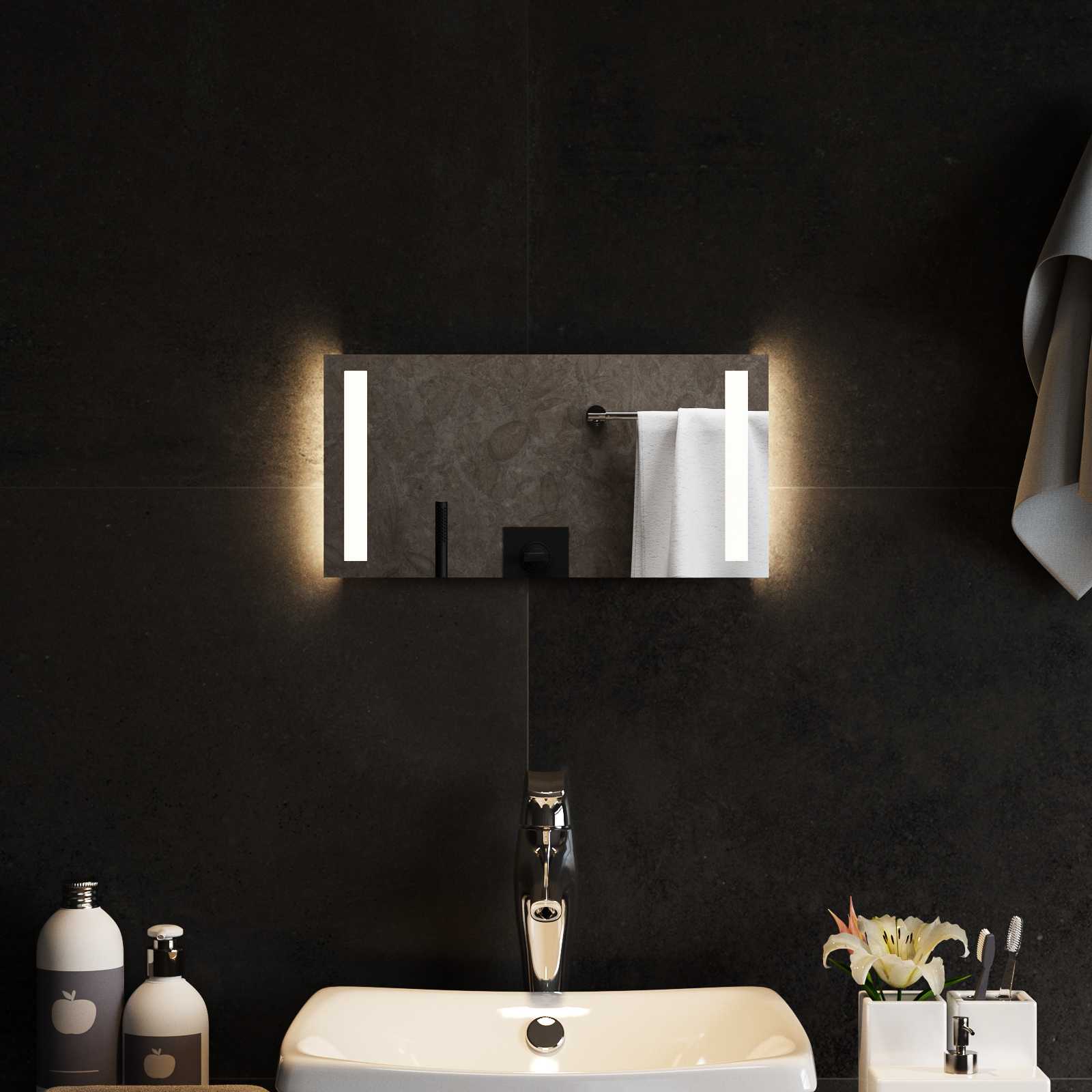 Specchio da bagno LED Trasparente 40 x 20 cm vetro temperato