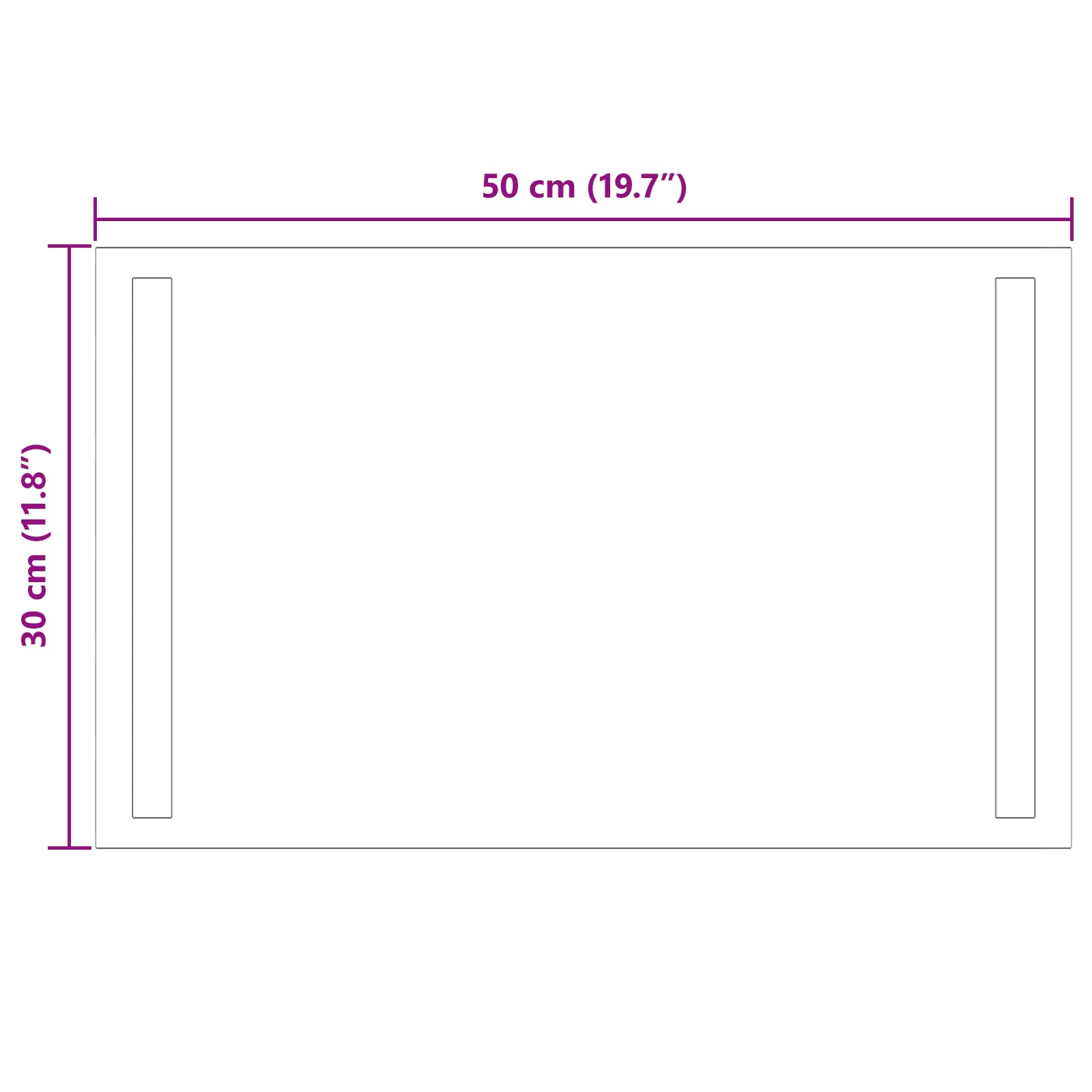 Specchio da bagno LED Trasparente 50 x 30 cm vetro temperato