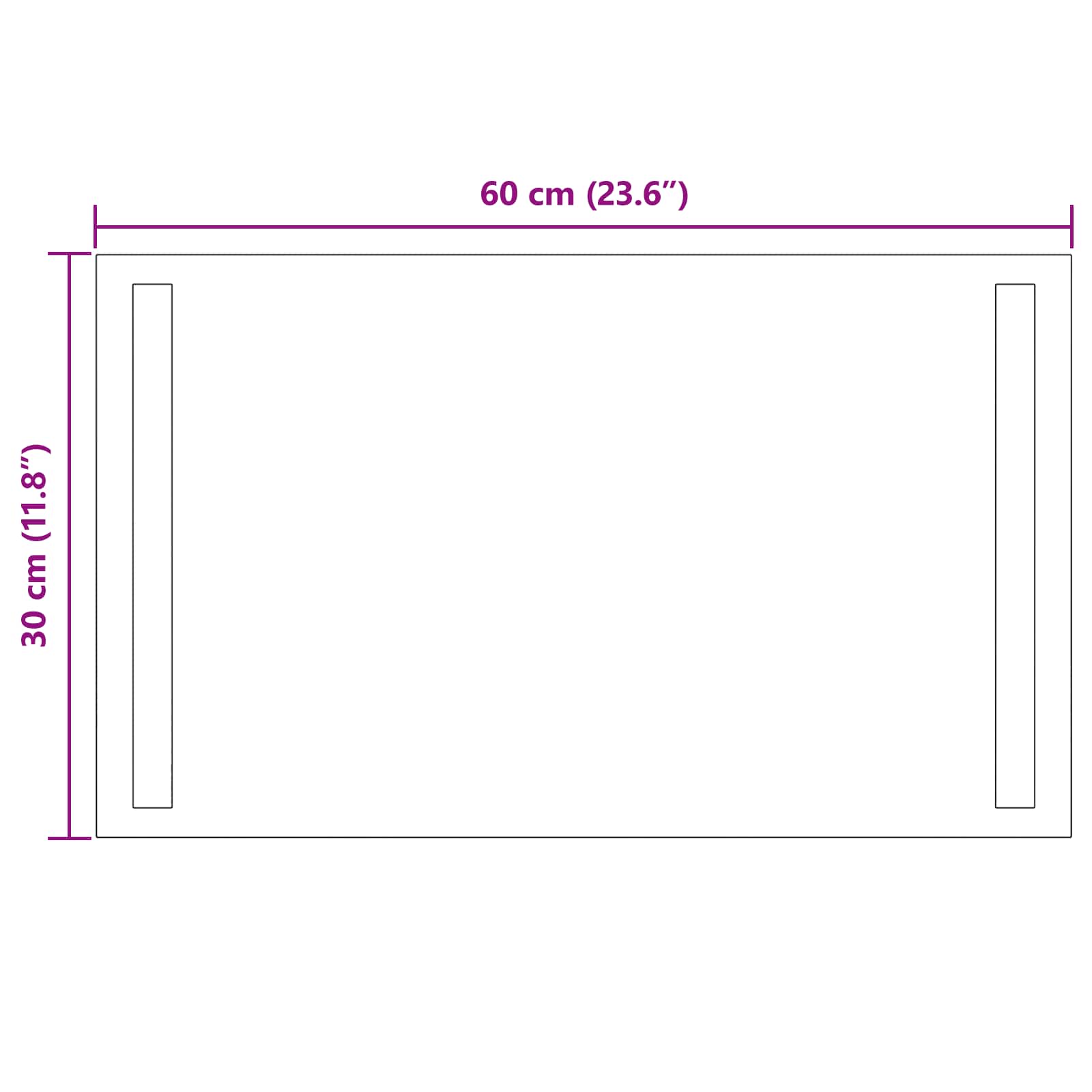 Specchio da bagno LED Trasparente 60 x 30 cm vetro temperato