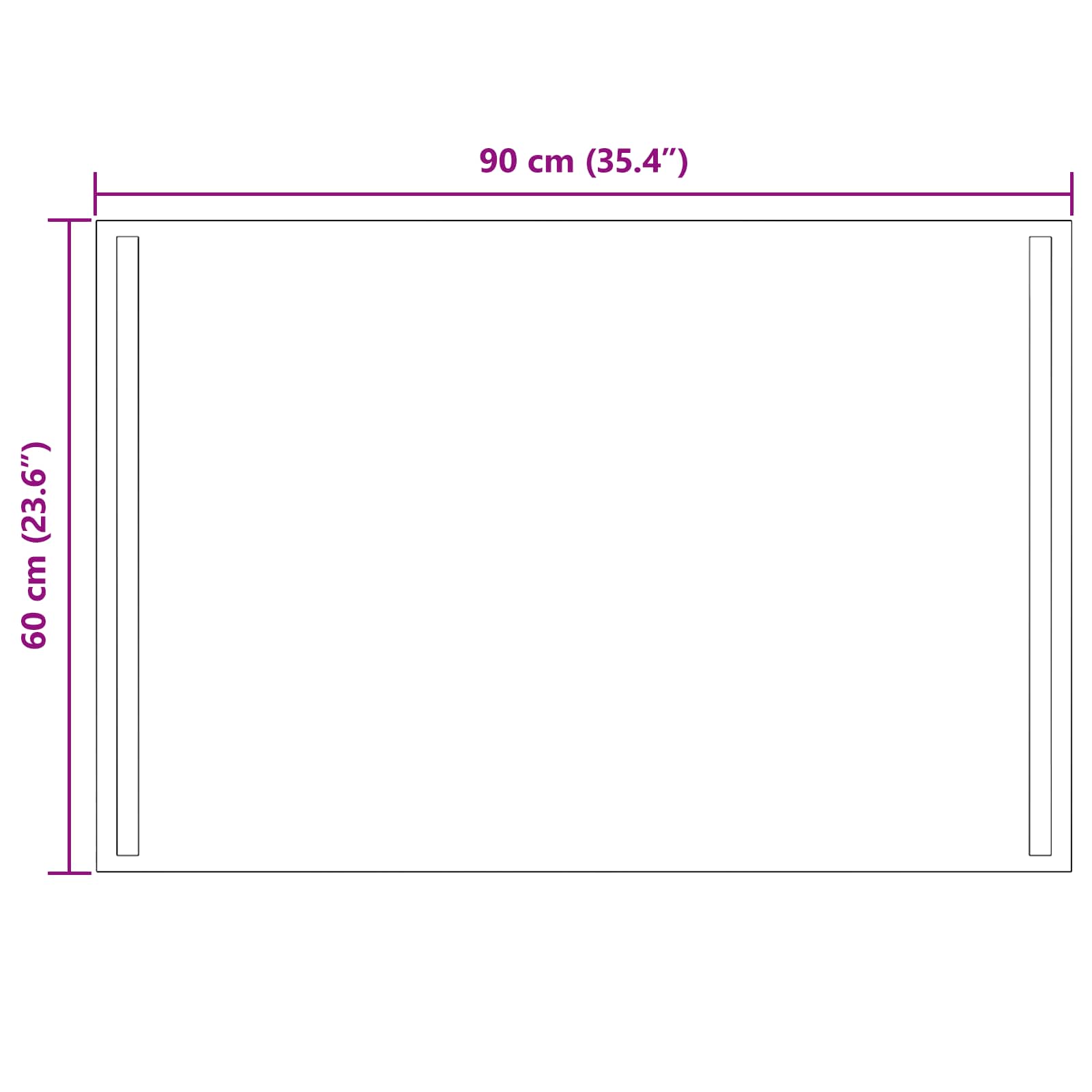 Specchio da bagno LED Trasparente 90 x 60 cm vetro temperato