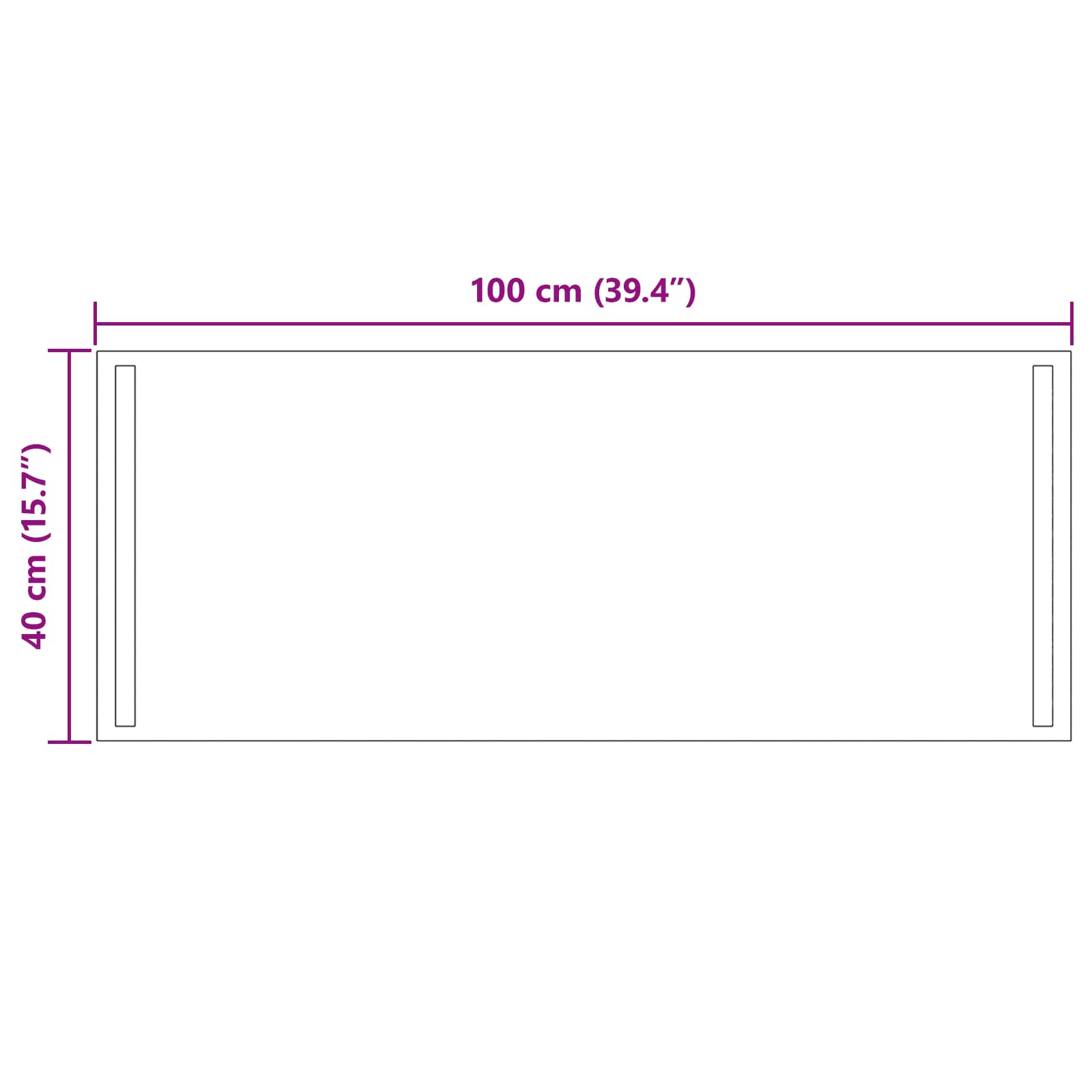 Specchio da bagno LED Trasparente 100 x 40 cm vetro temperato