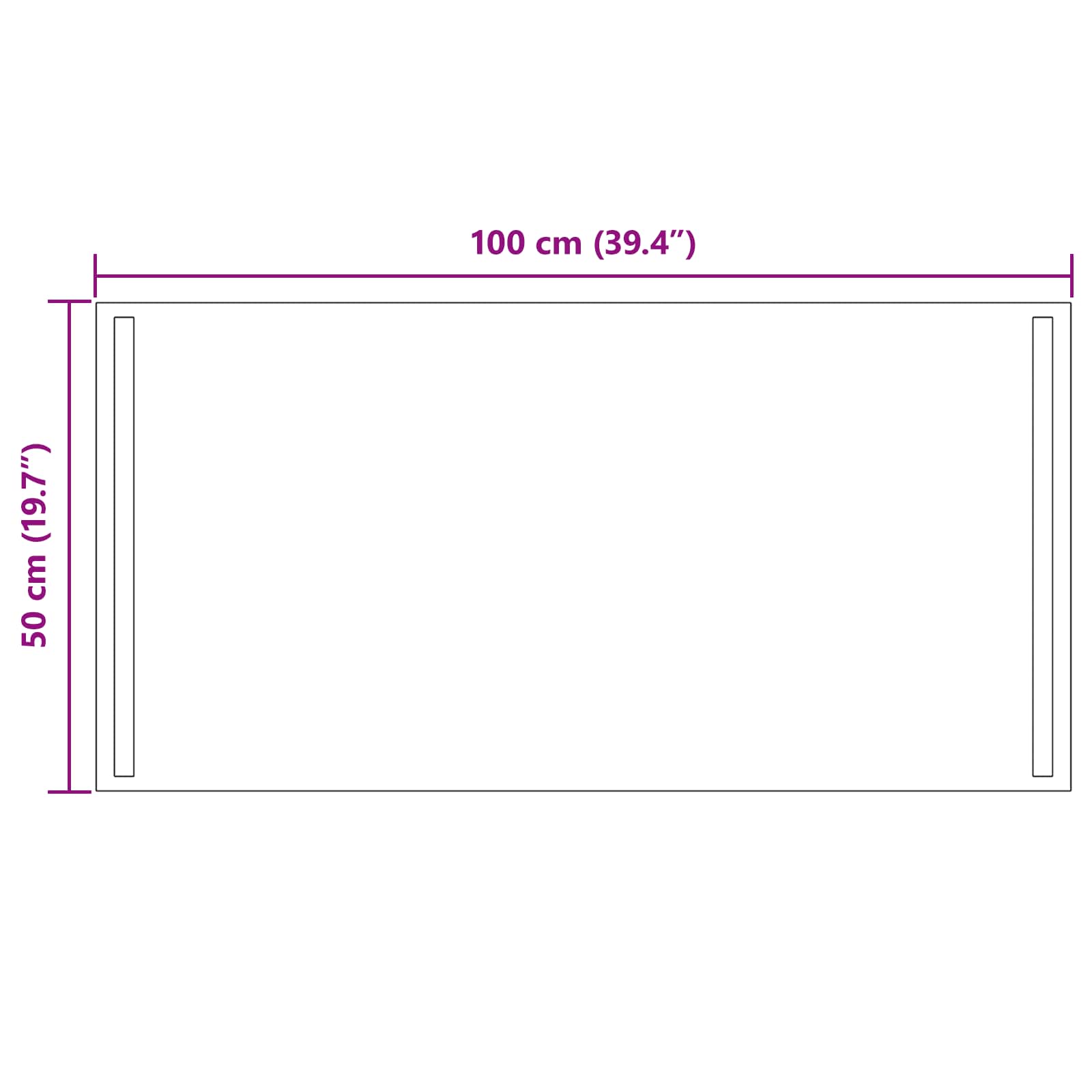 Specchio da bagno LED Trasparente 100 x 50 cm vetro temperato