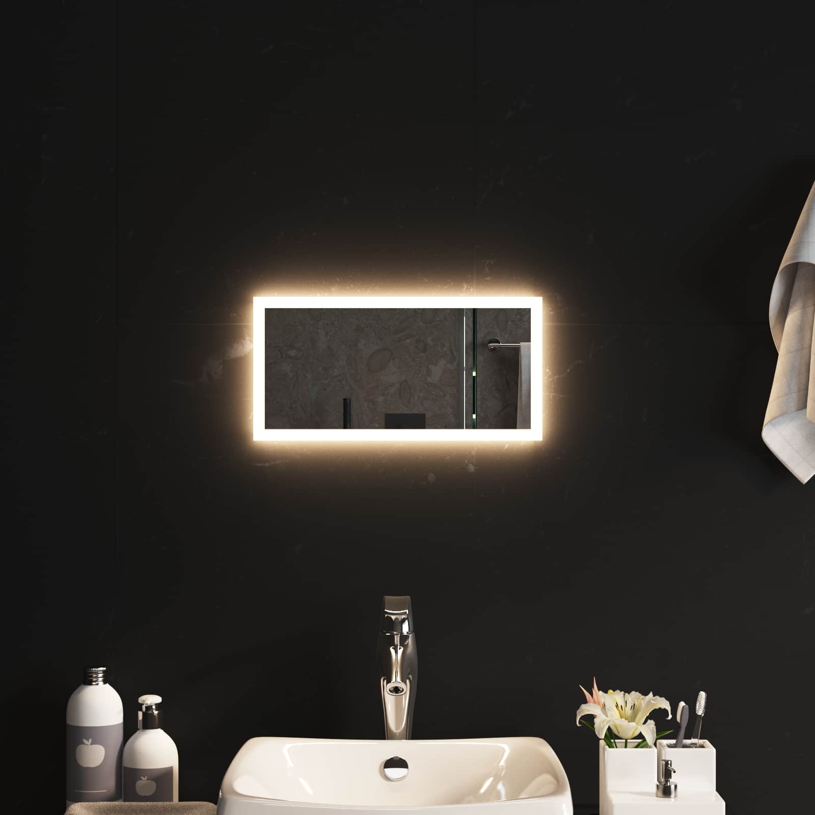 Specchio da bagno LED Trasparente 40 x 20 cm vetro temperato