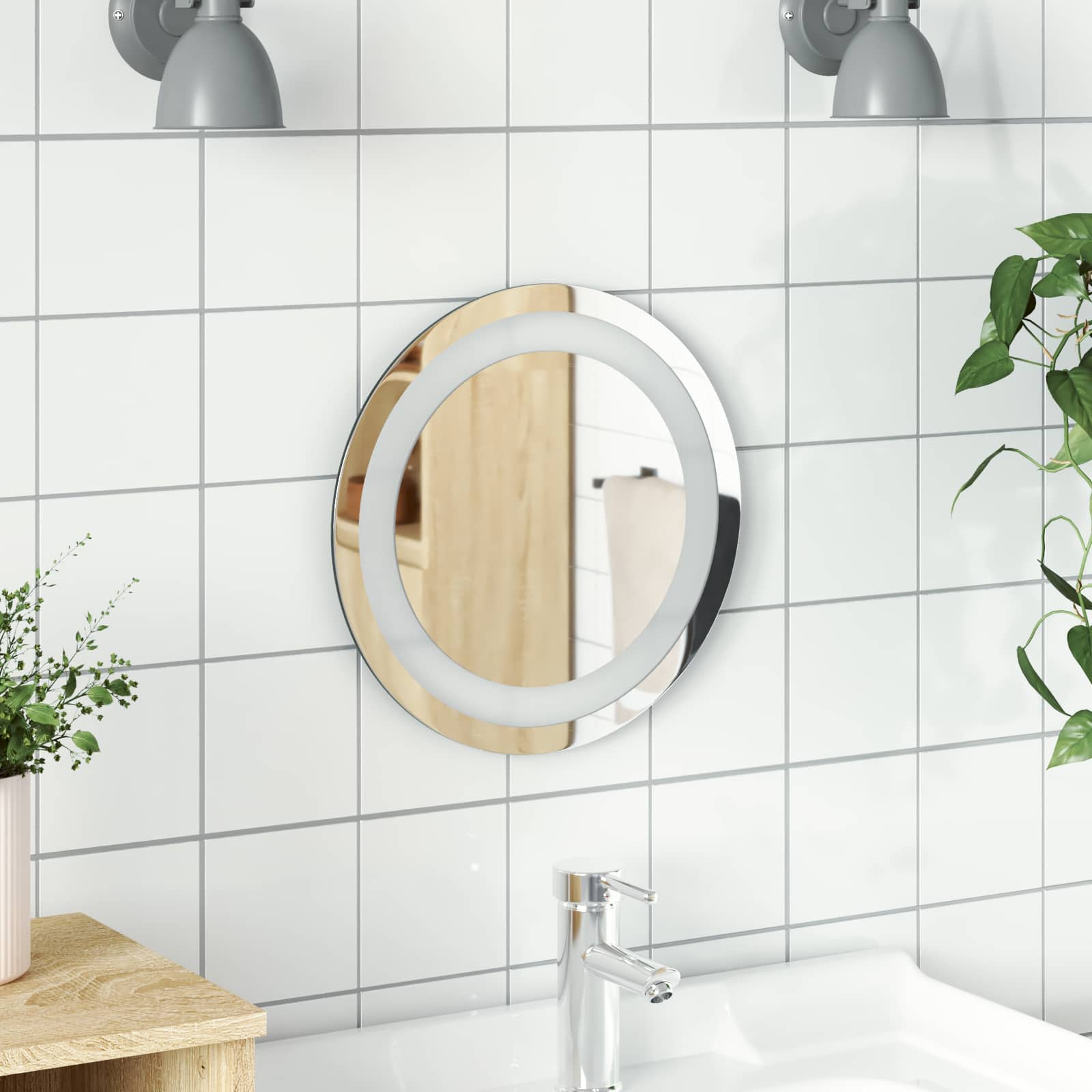 Specchio da bagno LED Trasparente Ø 30 cm vetro temperato