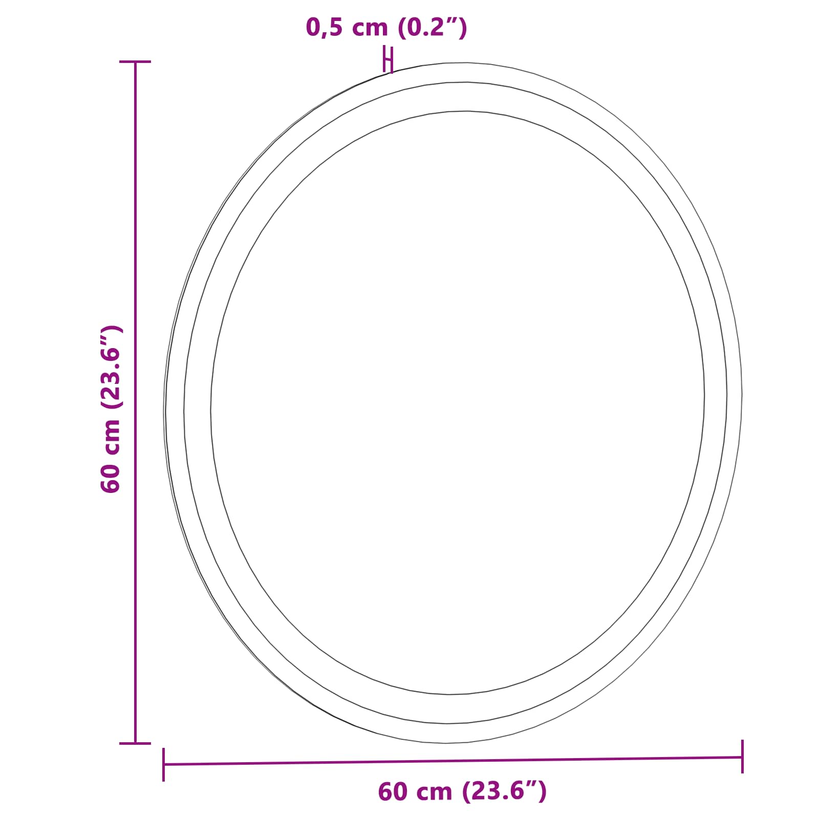 Specchio da bagno LED Trasparente Ø 60 cm vetro temperato