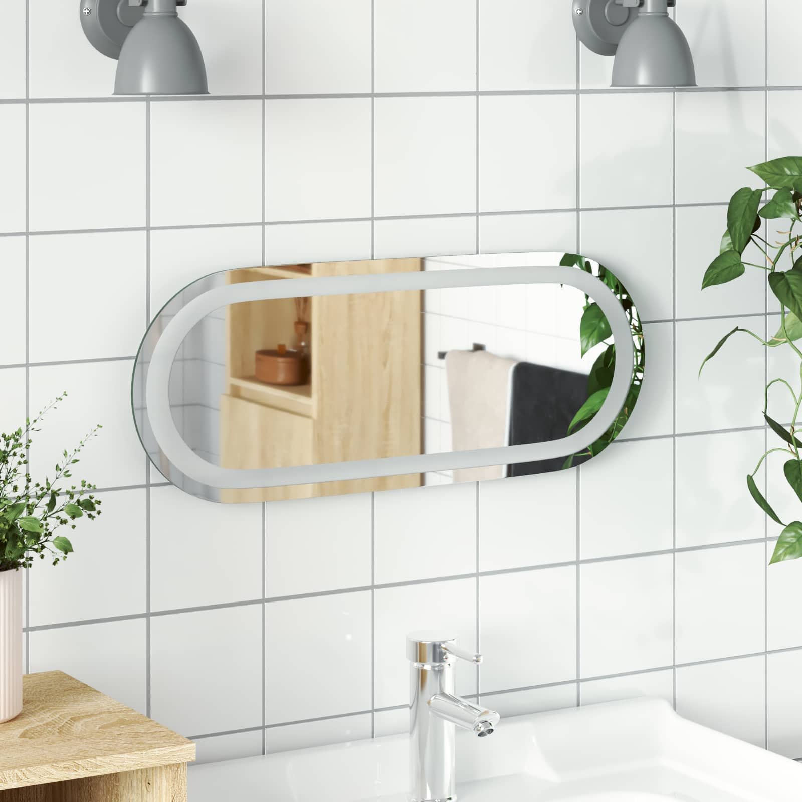 Specchio da bagno LED Trasparente 50 x 20 cm vetro temperato